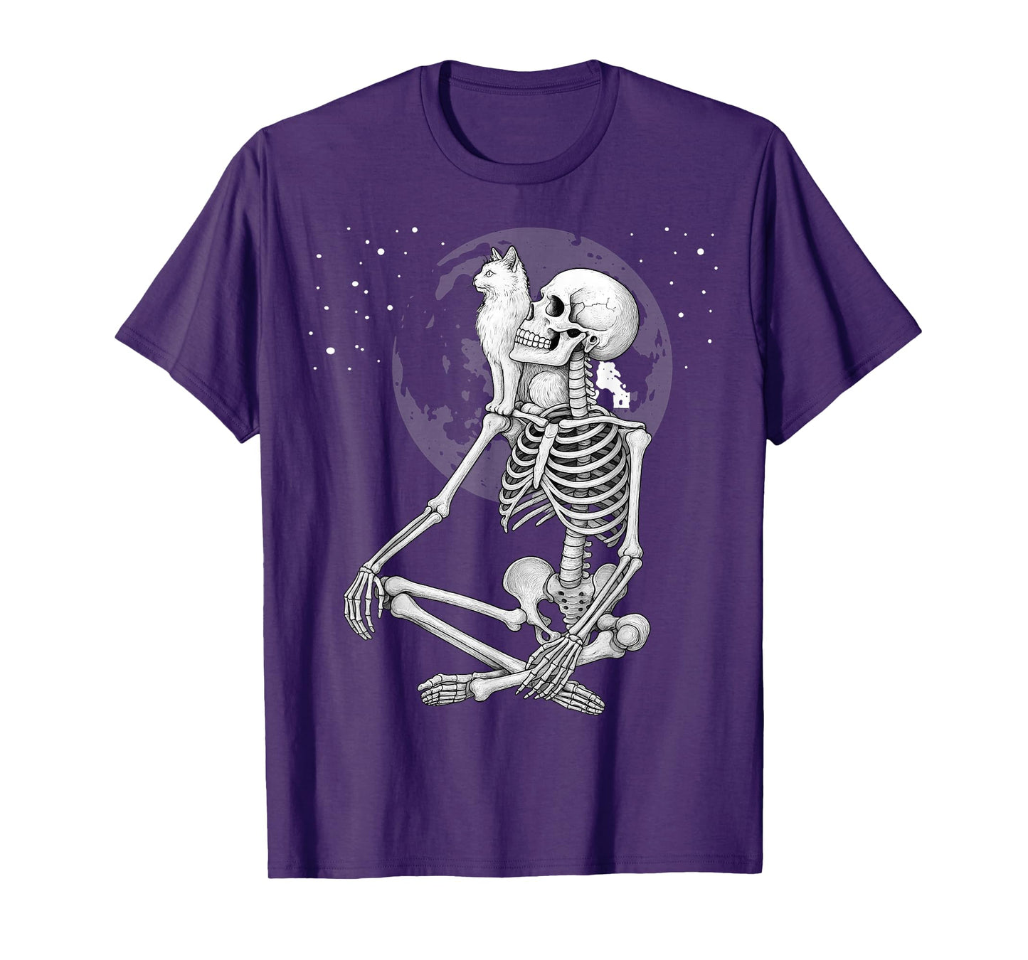 Skeleton Cat Moon Cute Halloween Cats Lover T-Shirt