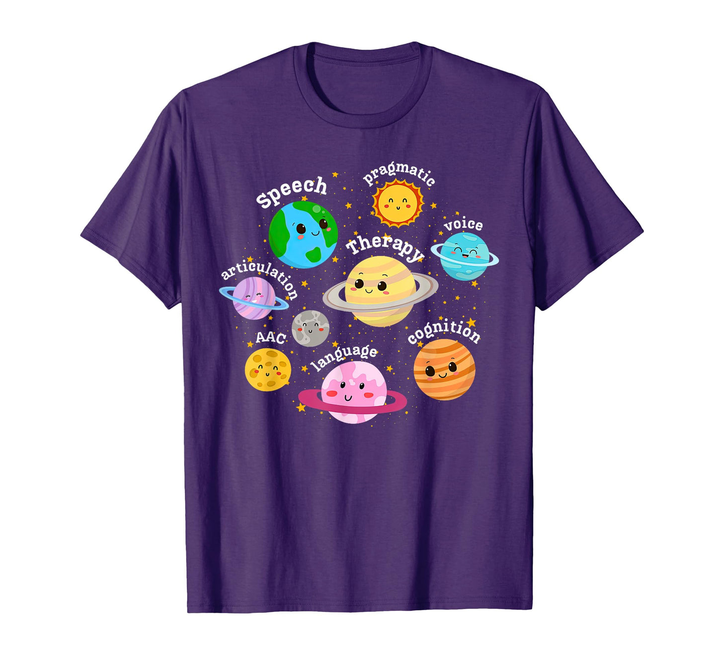 Speech Therapy Solar System Outer Space Pediatric SLP Retro T-Shirt