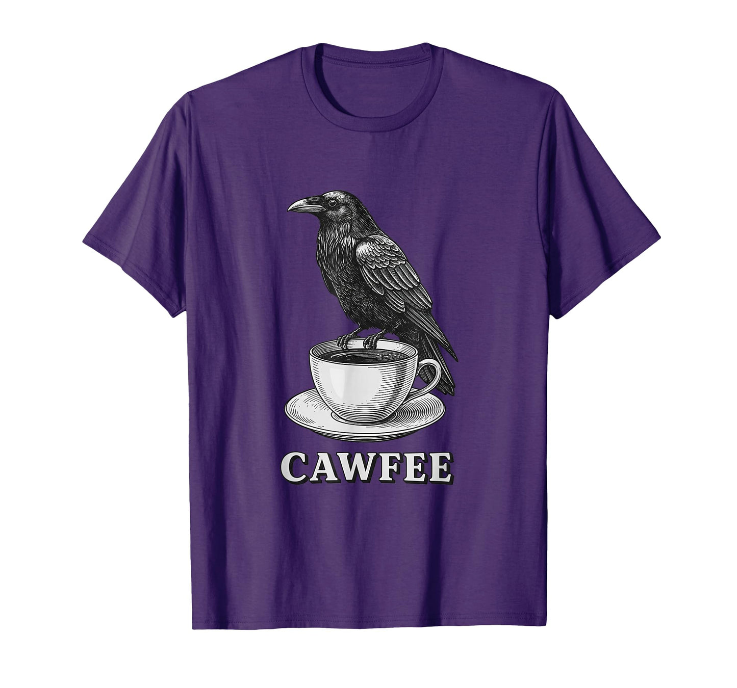 Raven and Coffee Pun Vintage Meme Art F-Caw-F Cawfee T-Shirt