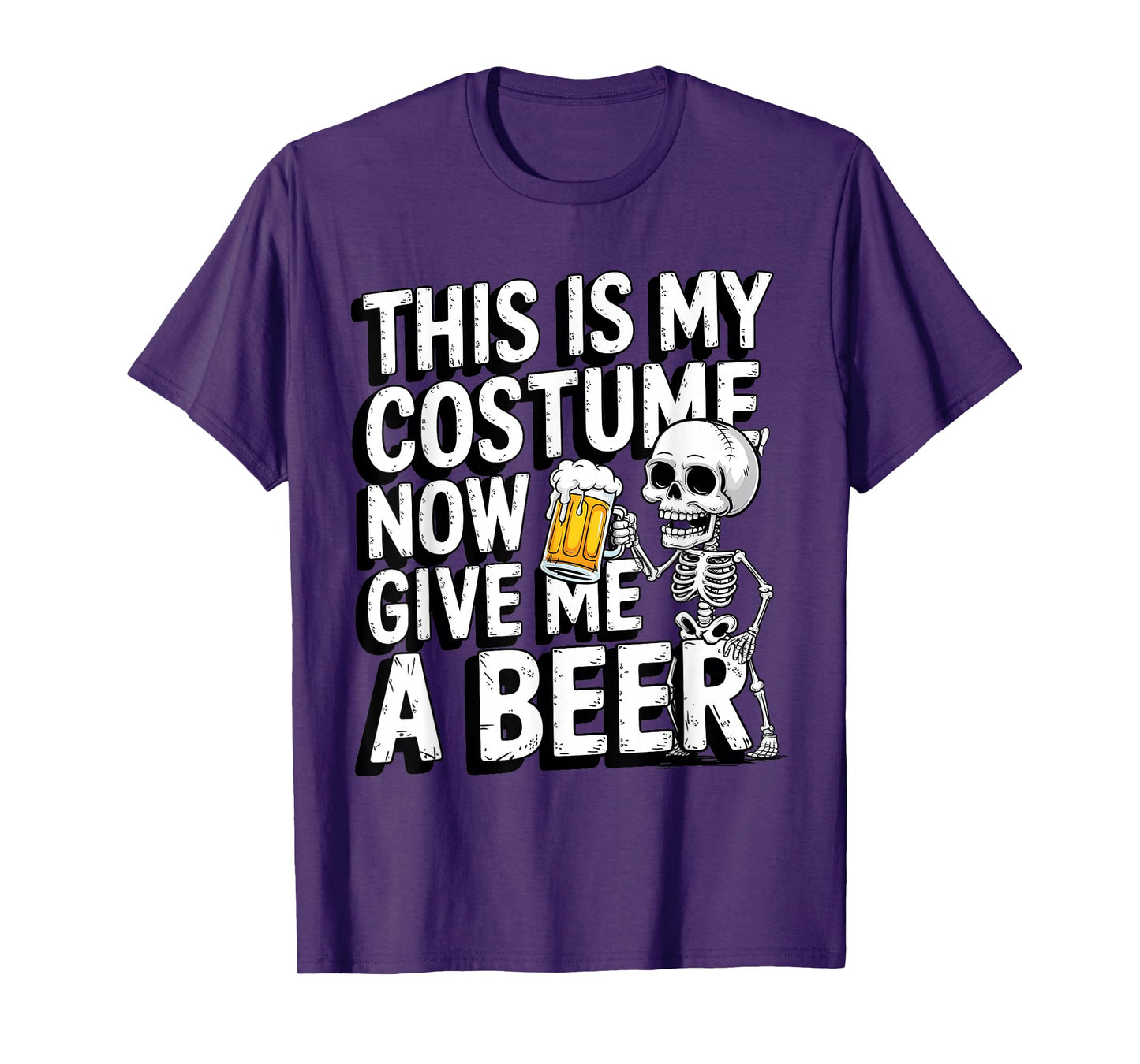 Funny Lazy Halloween Costume Men Skeleton Give Me A Beer T-Shirt