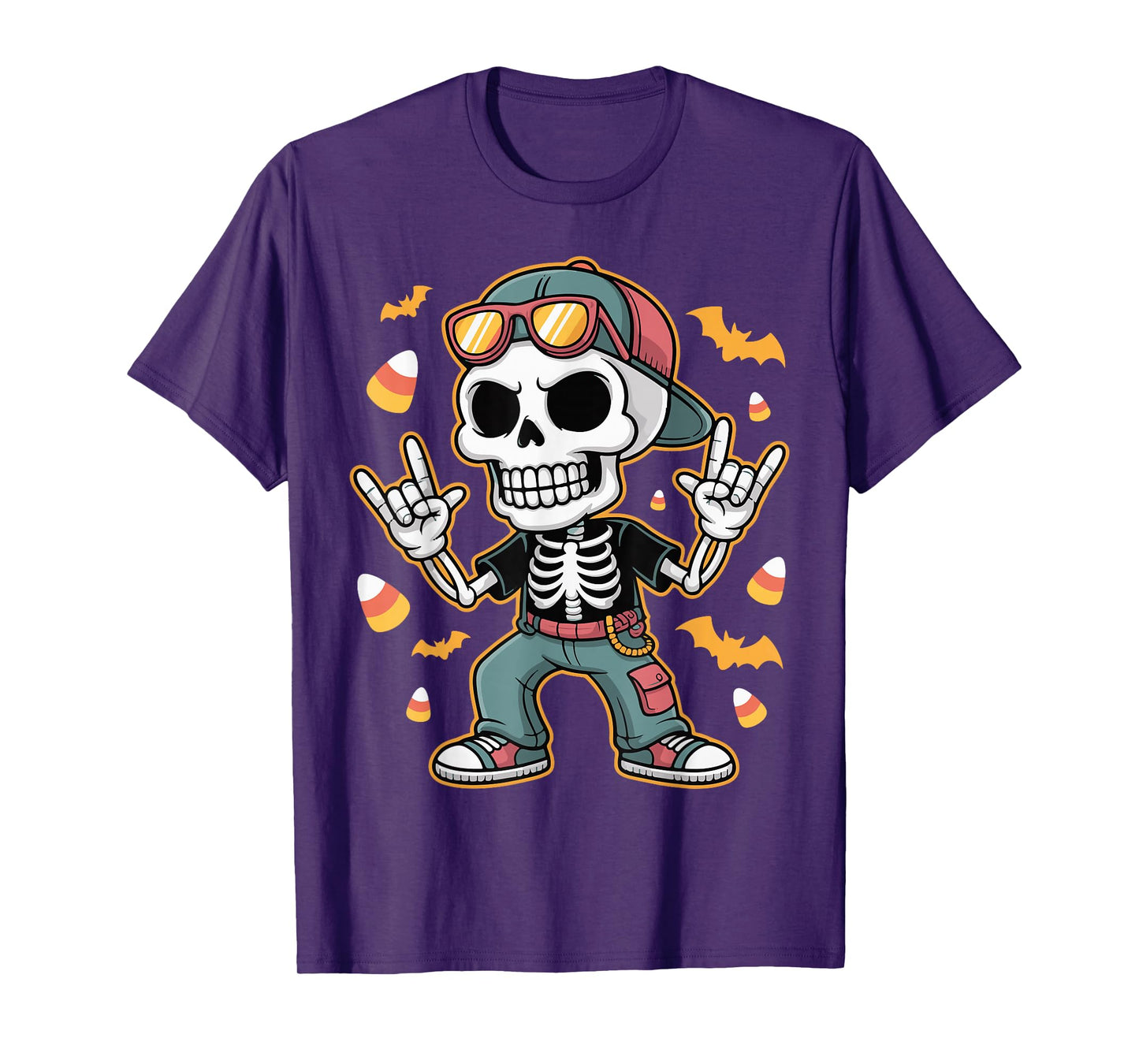 Bruh Punk Rock Skeleton Cool Rocker Halloween Spooky Funny T-Shirt