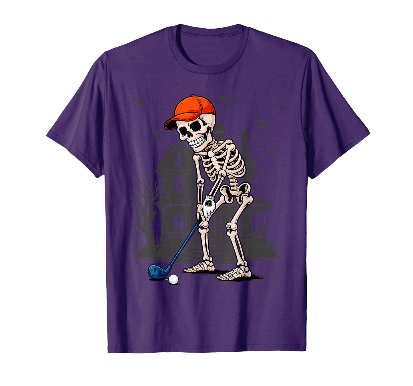 Funny Skeleton Golf Player Golfer Men Dad Halloween T-Shirt