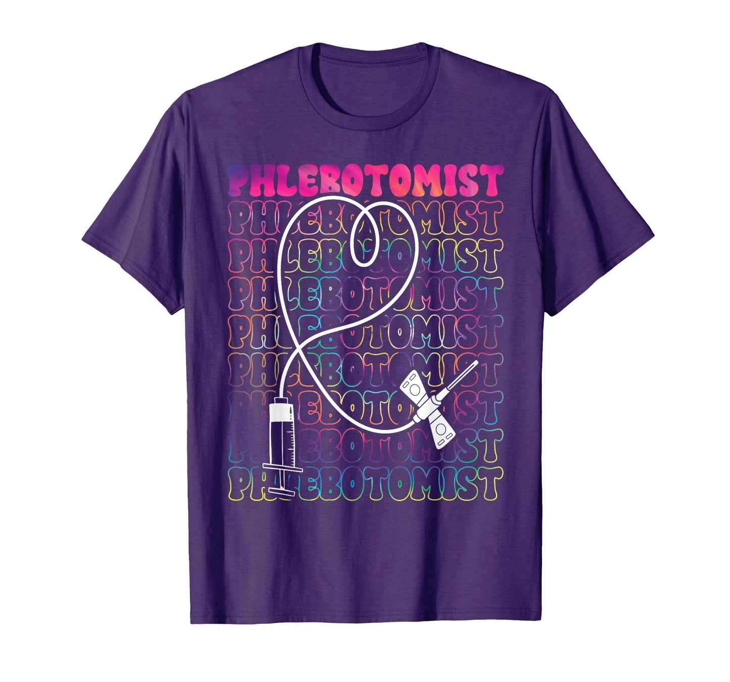 Phlebotomist Heart Tie Dye Phlebotomy Technician Tech Nurse T-Shirt