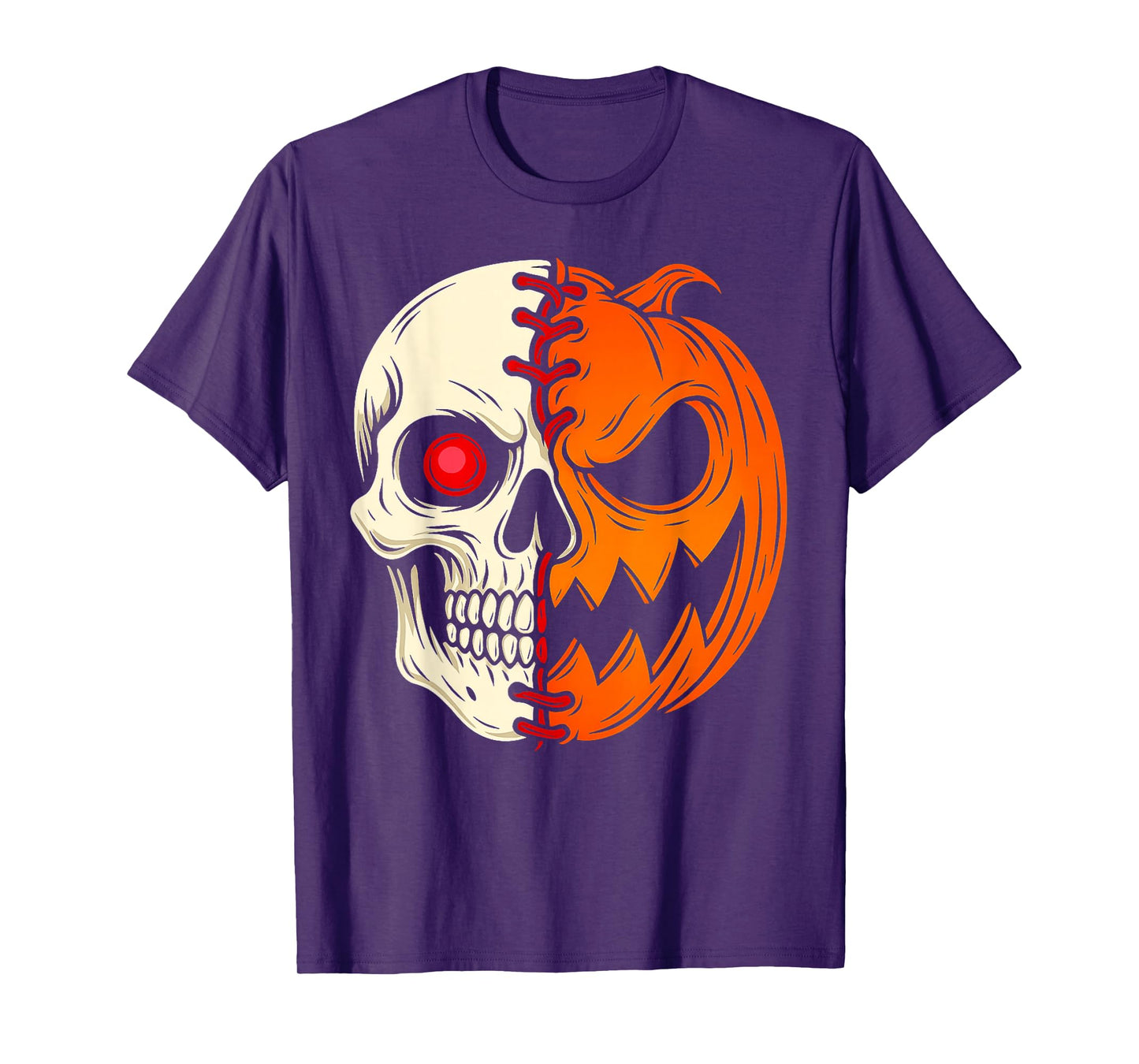 Halloween Baseball Player Pumpkin Skull Skeleton Spooky Kids T-Shirt