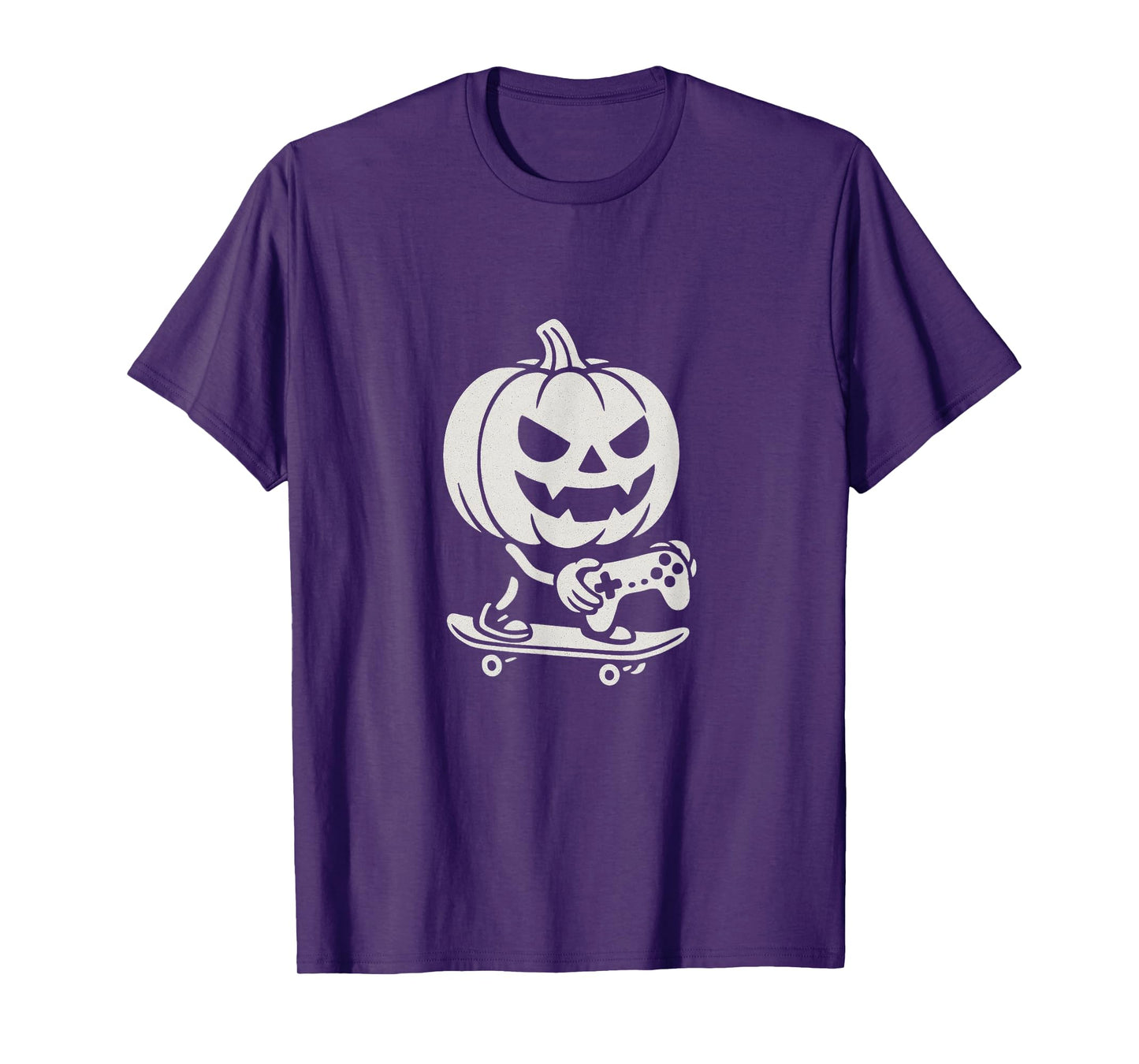 Pumpkin Gamer Skateboard Funny Halloween Costume T-Shirt
