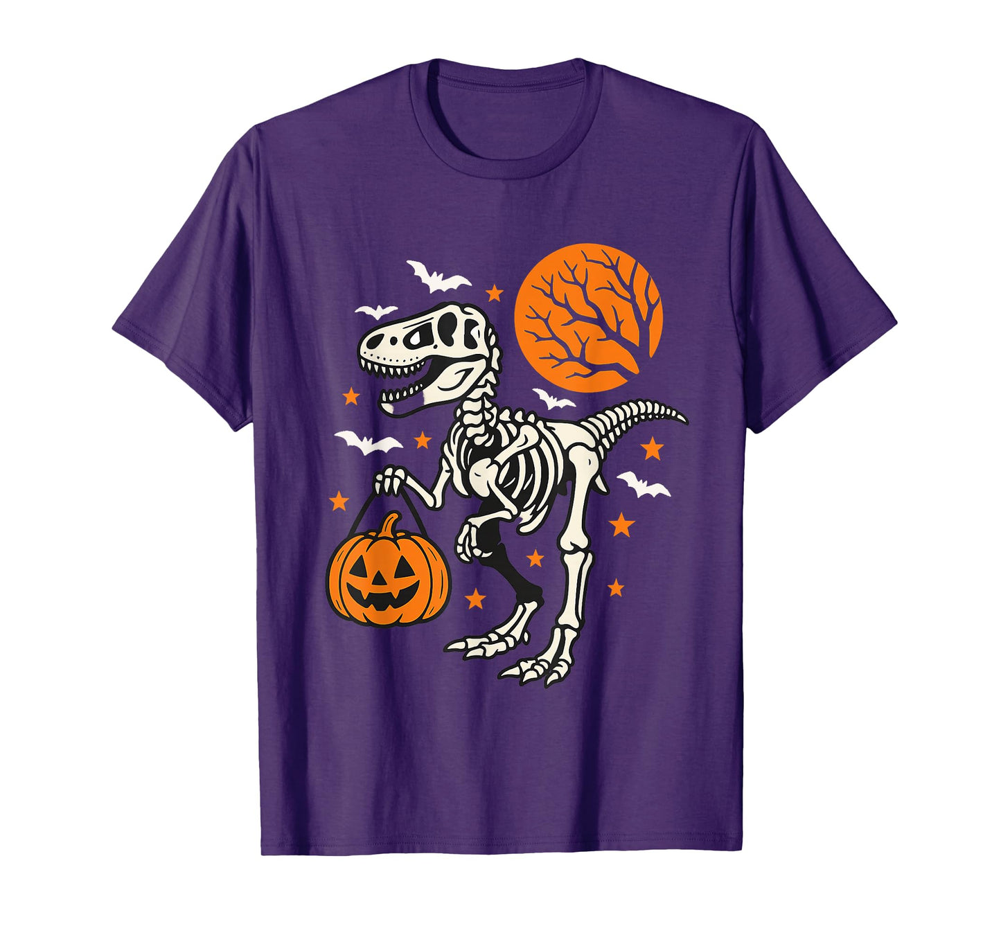 Funny Dinosaur Skeleton Halloween Pumpkin Trick Or Treat T-Shirt