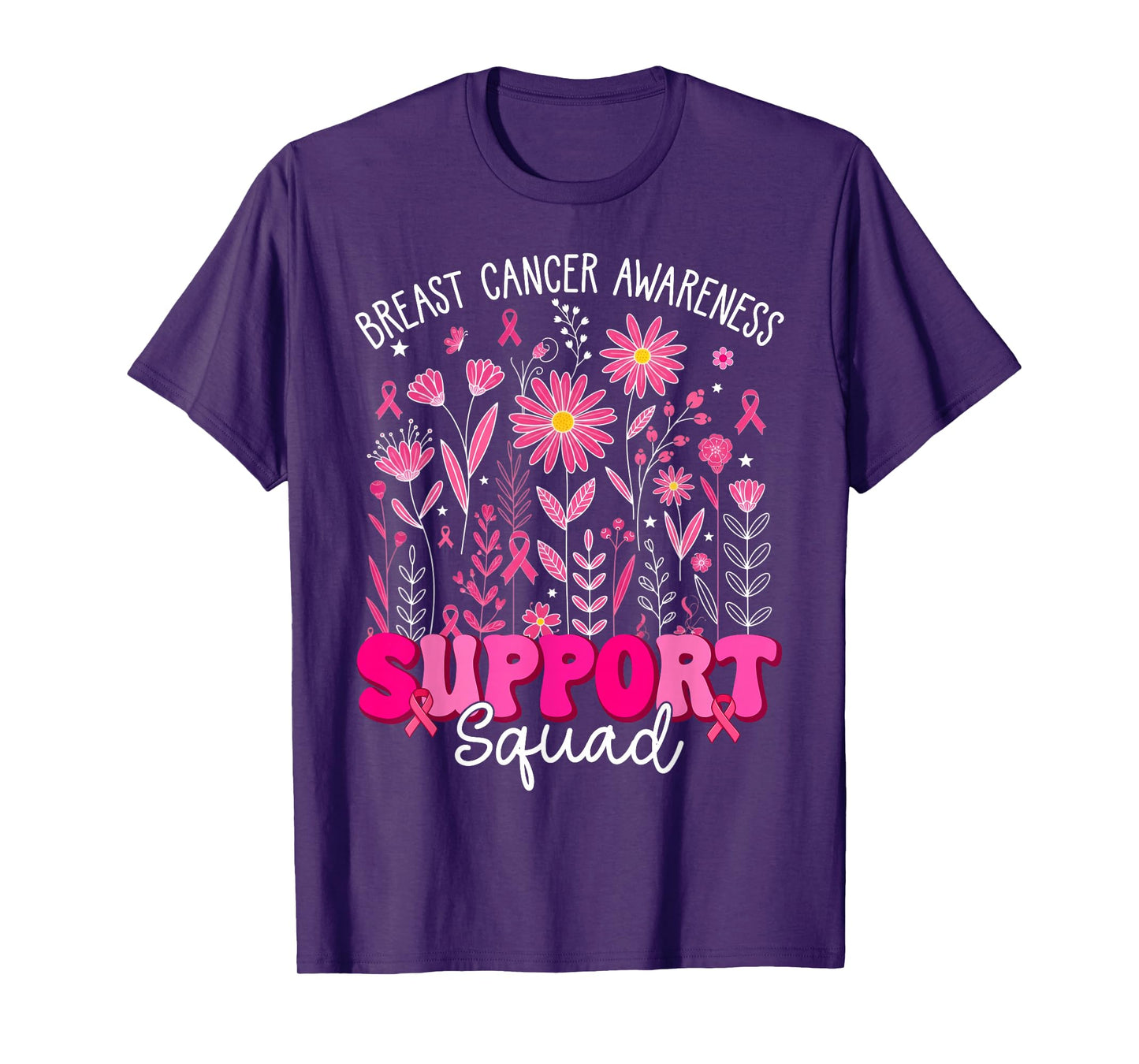 Support Squad Wildflower Breast Cancer Awareness Month Women T-Shirt