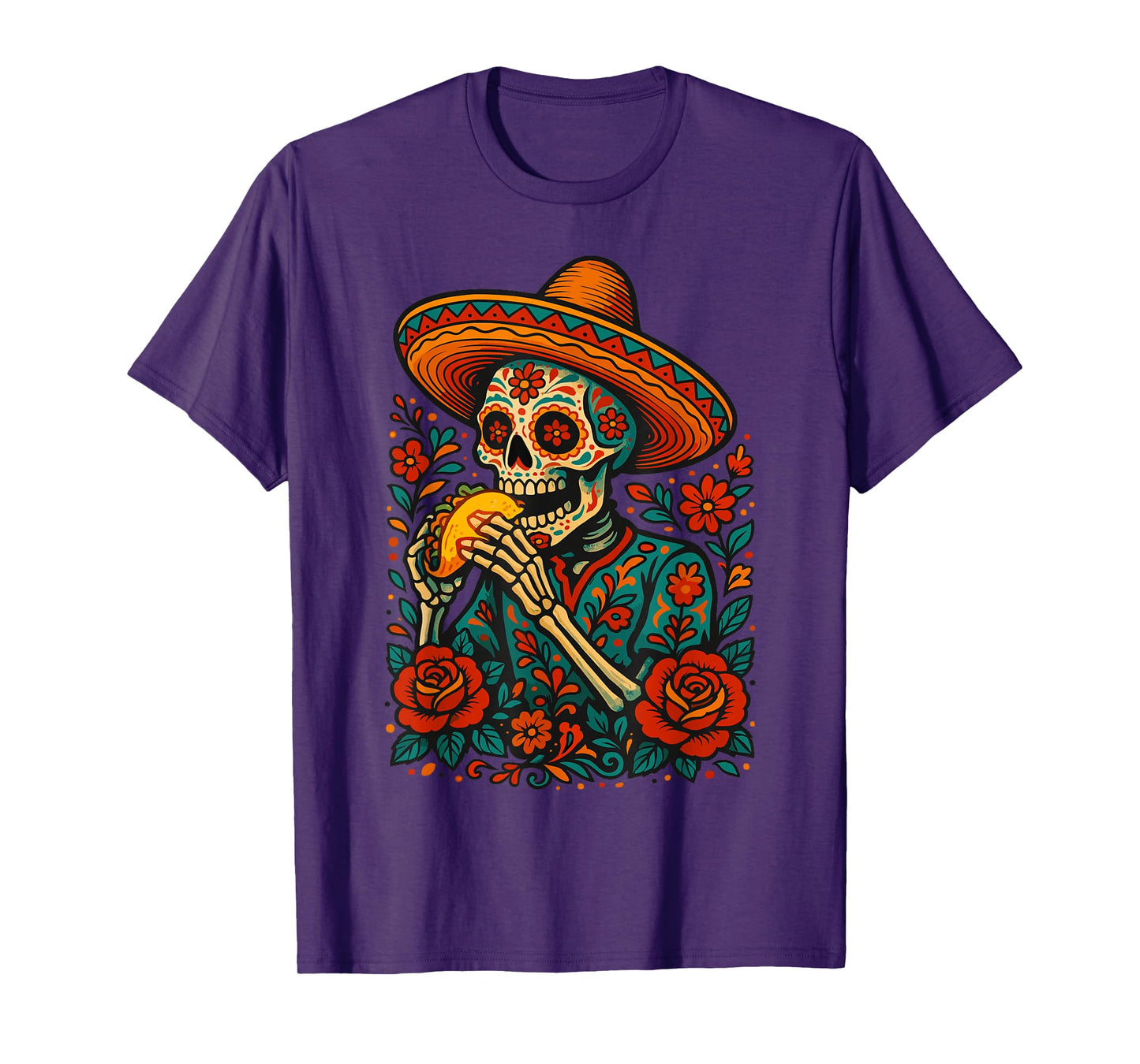 Funny Taco Skeleton Art Sombrero Mexican Food Humor T-Shirt