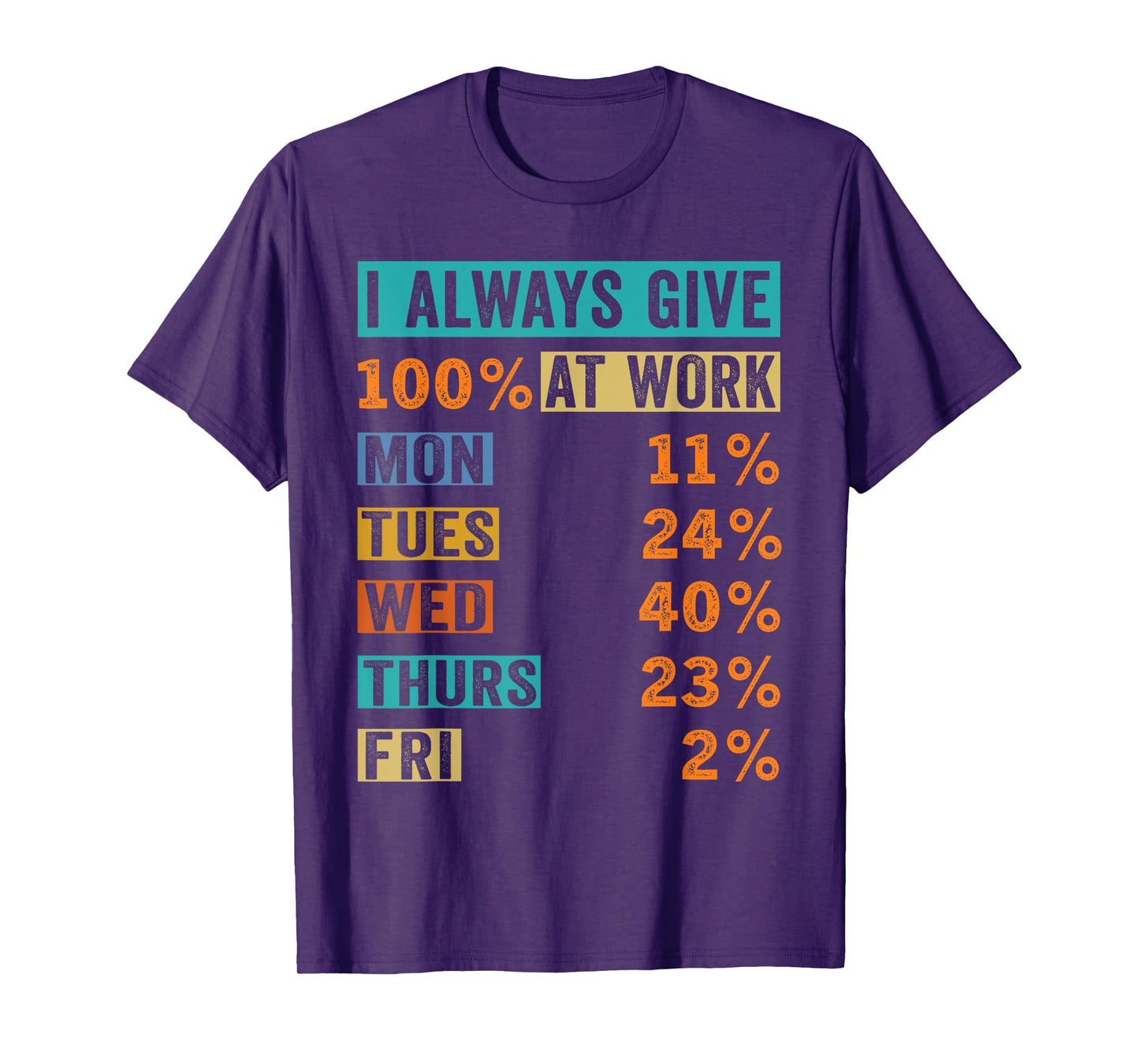Funny I Always Give 100% At Work Humor Work Office Quotes T-Shirt