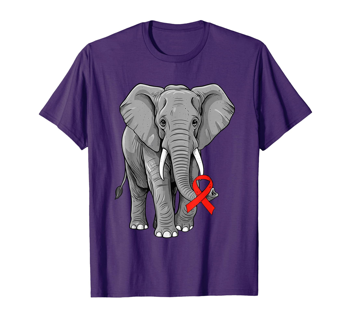 Blood Cancer Awareness Elephant Ribbon Red Support Adult Kid T-Shirt