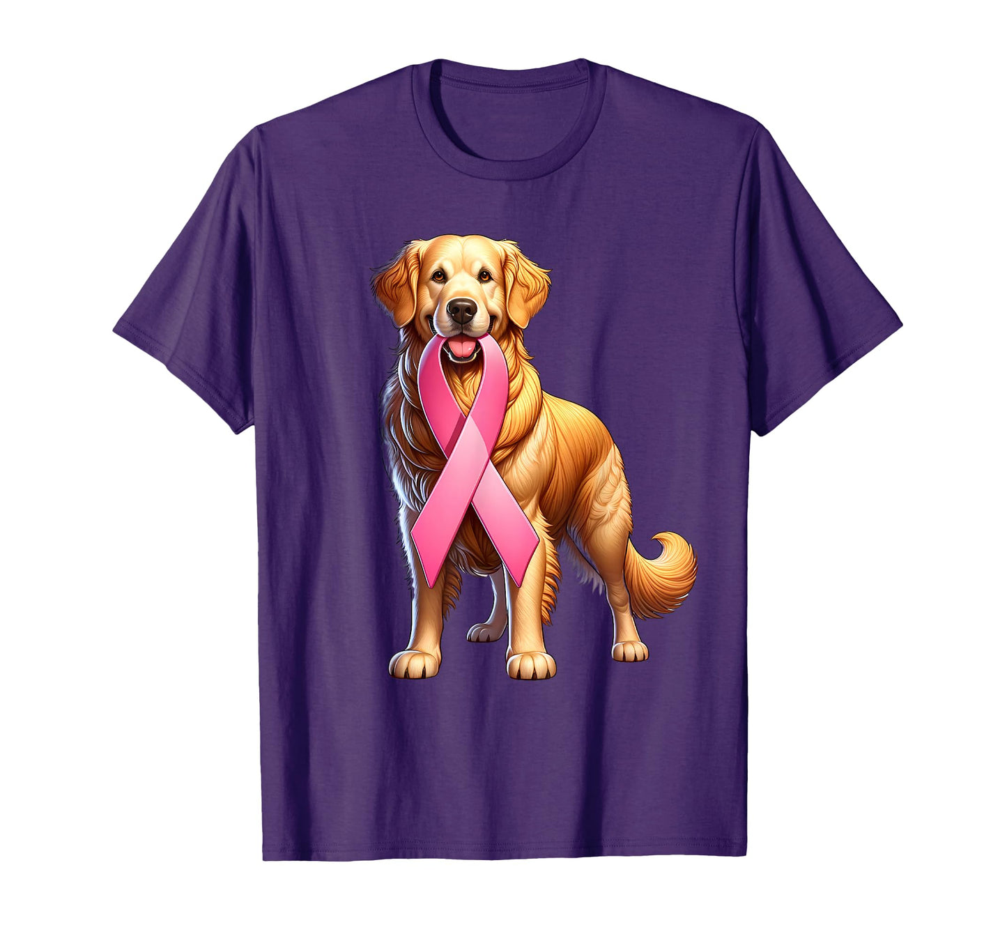 Breast Cancer Awareness Golden Retriever Pink Ribbon Dog T-Shirt