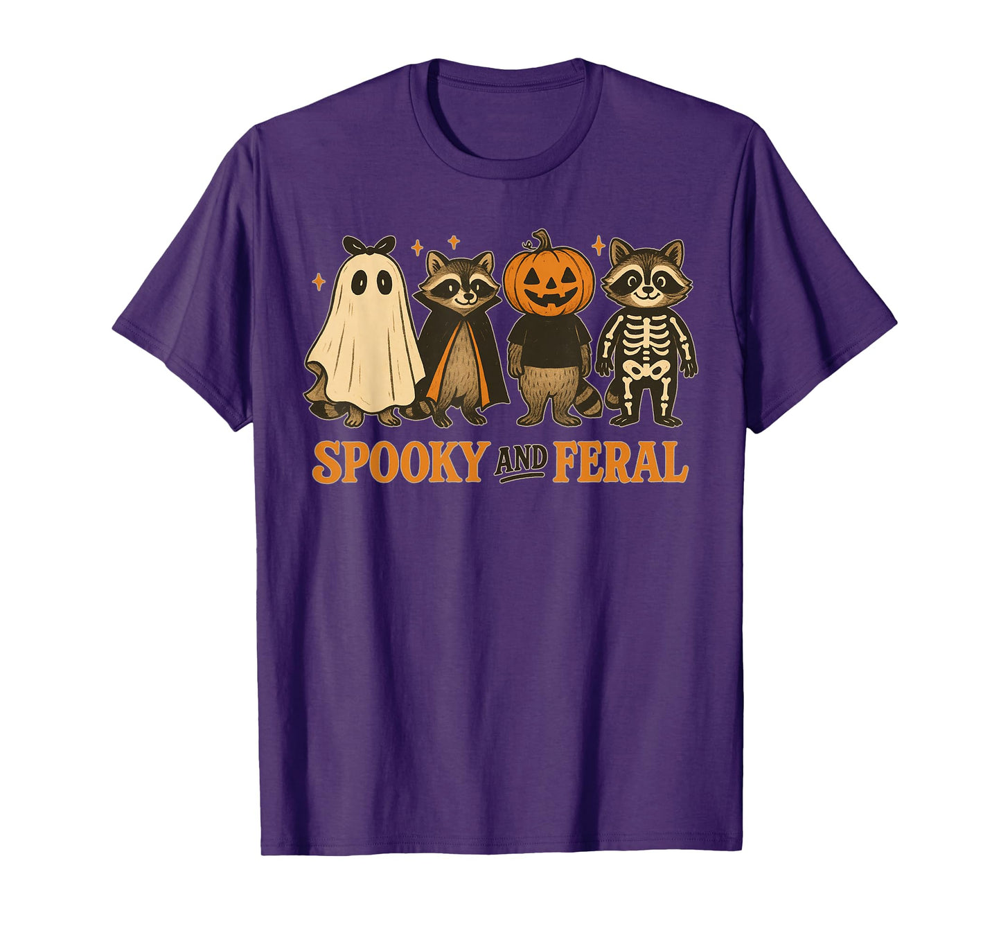 Cute Halloween Raccoon Spooky and Feral T-Shirt