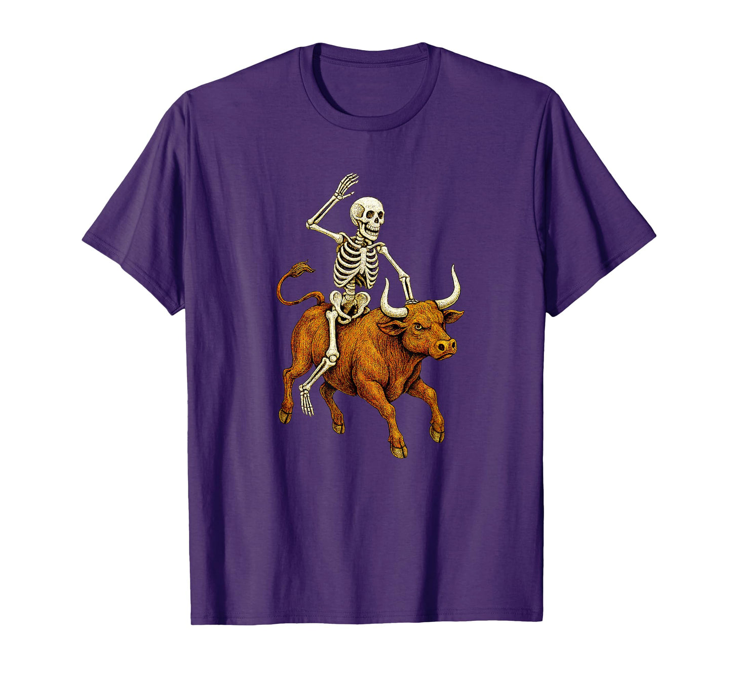 Skeleton Bull Rider Riding Rodeo - Cowboy T-Shirt