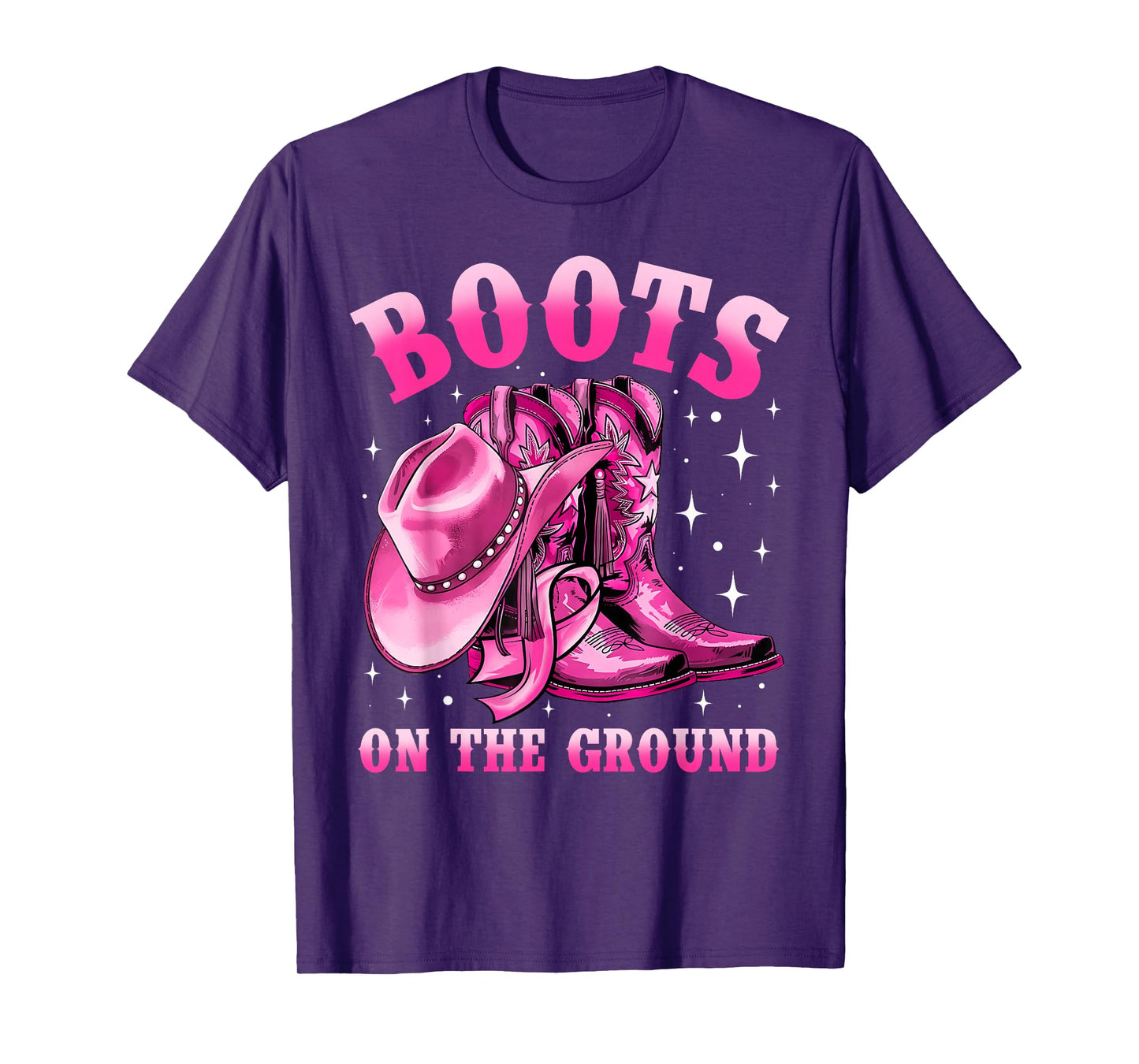 Boots On The Ground Cowgirl Western Breast Cancer Awareness T-Shirt