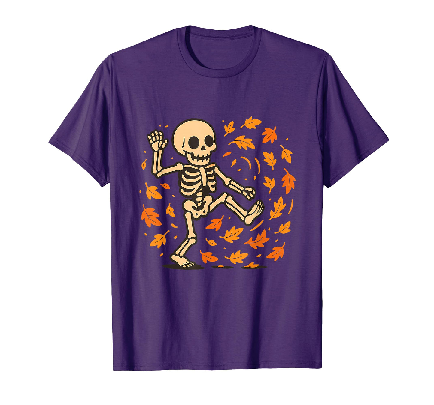Dancing Skeleton in Autumn Leaves T-Shirt