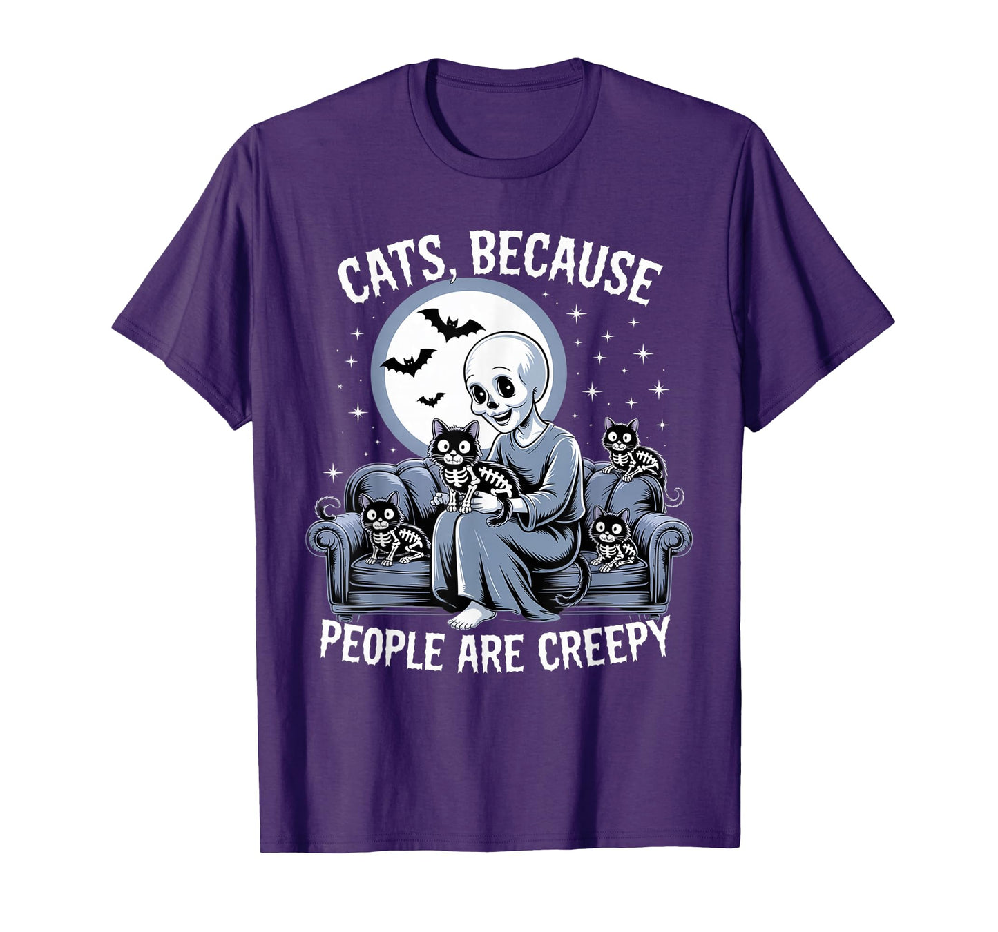 Cats Because People are Creepy Ghost Halloween Cat Mom Kids T-Shirt