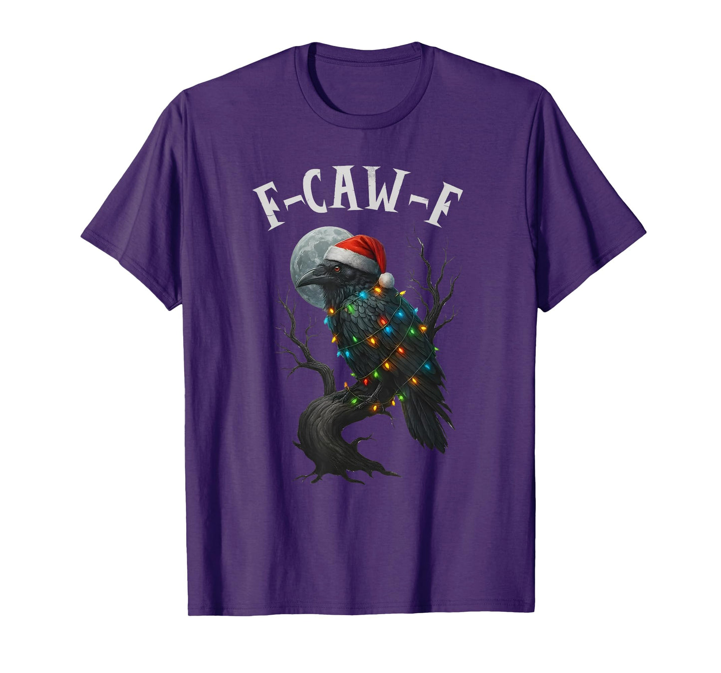 Merry Christmas F-Caw-F Crow Santa Black Bird Xmas Raven T-Shirt