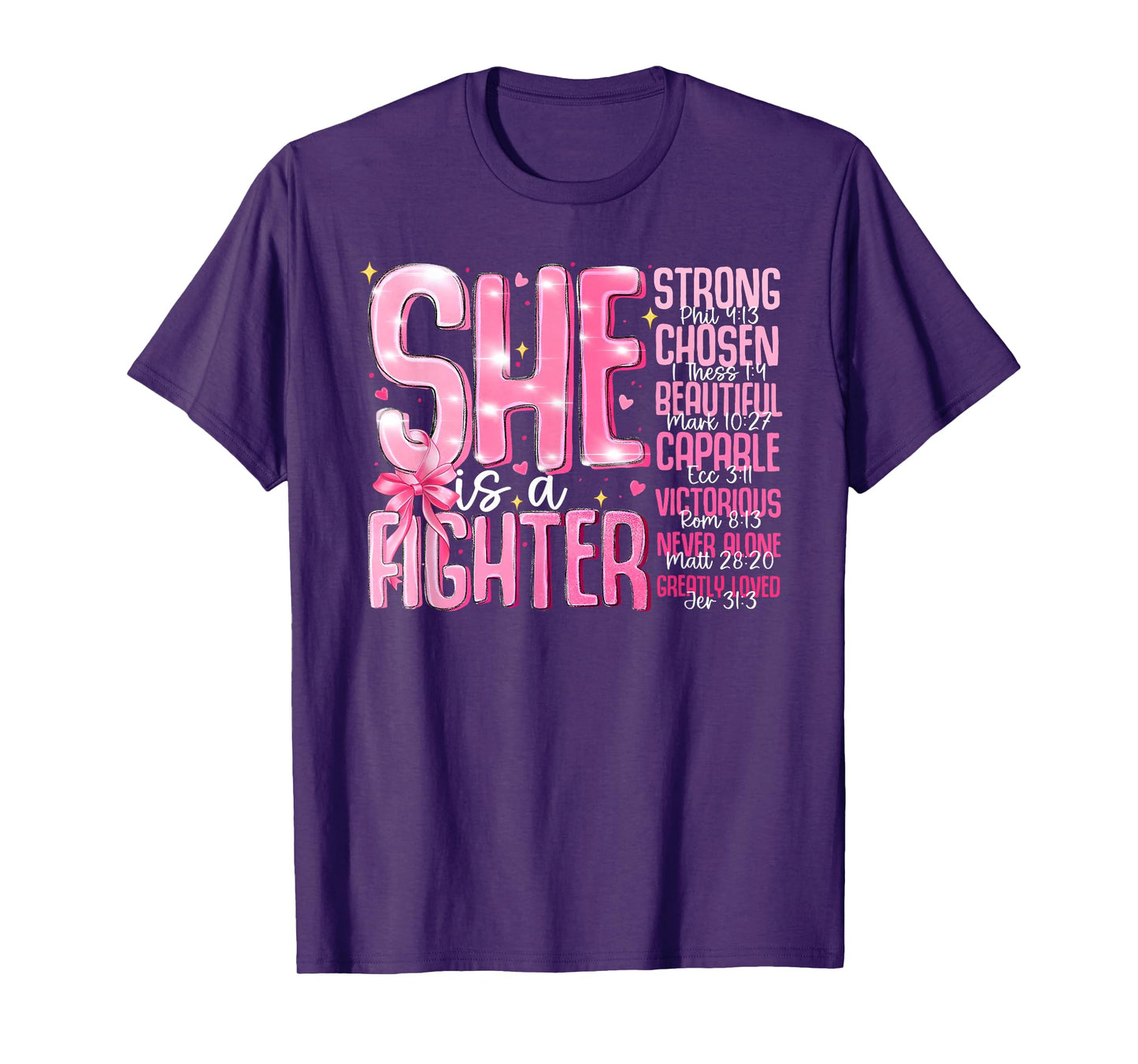 She Is A Fighter Strong Chosen Pink Breast Cancer Awareness T-Shirt