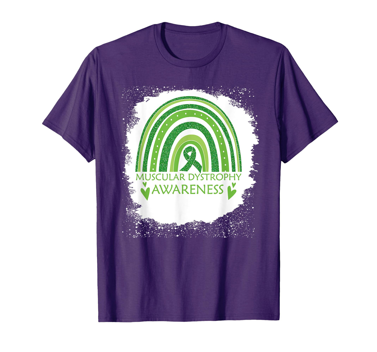 Muscular Dystrophy Awareness Bleached Rainbow Green Ribbon T-Shirt
