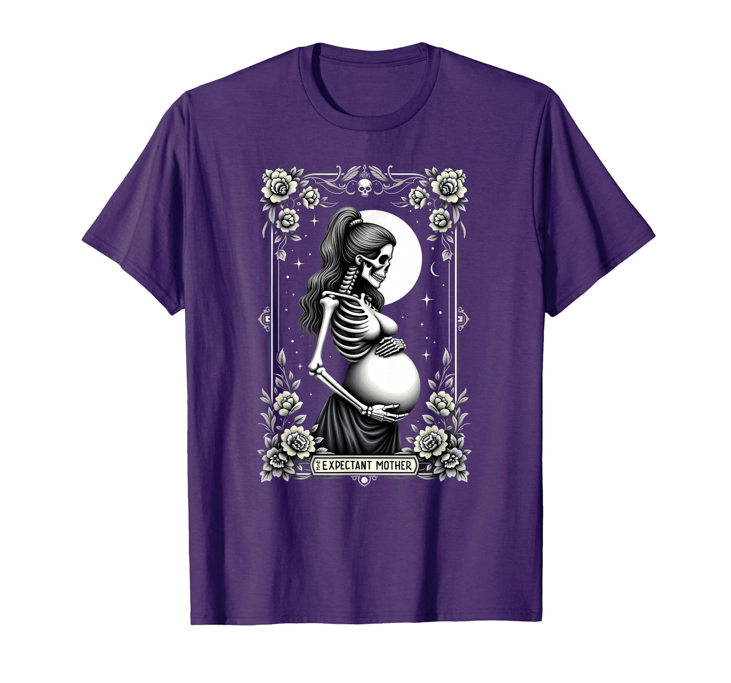 Gothic Tarot Card Mom Skeleton Expectant Mother T-Shirt
