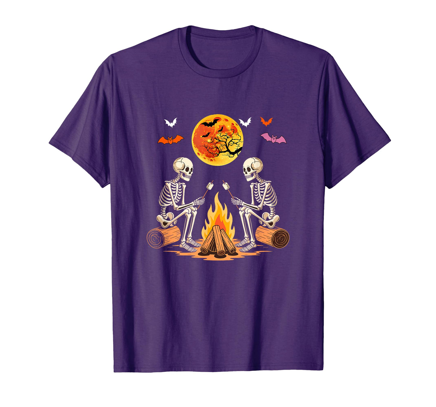 Cute Couple Skeletons Camping Halloween Kids Family Group T-Shirt