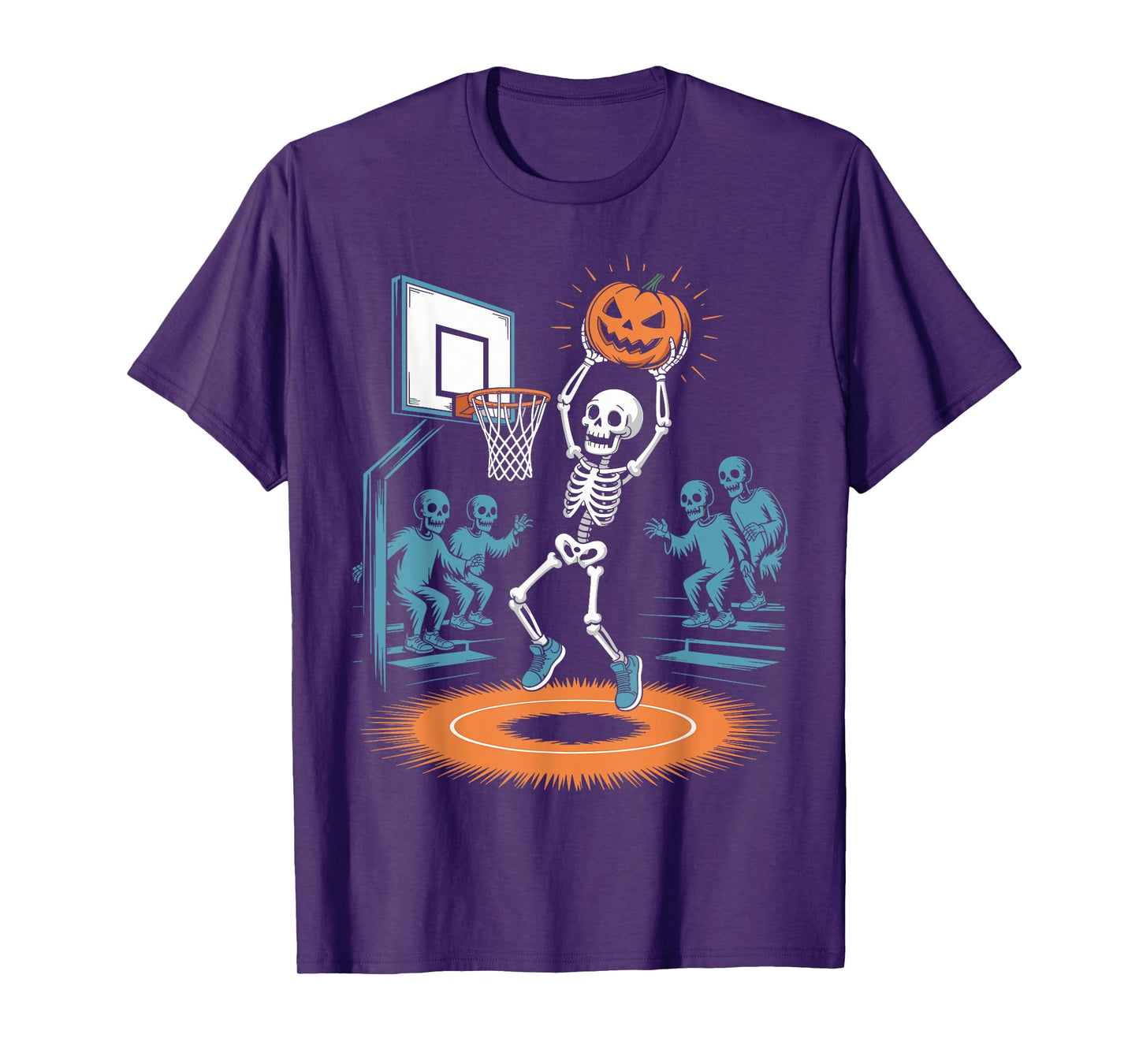 Skeleton Basketball Pumpkin Spooky Halloween Baller T-Shirt