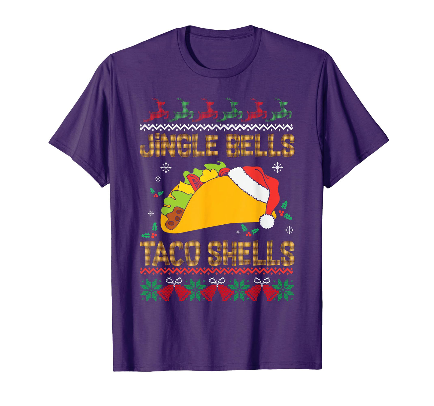 Ugly Christmas Fast Food Joke Jingle Bells Taco Shells T-Shirt