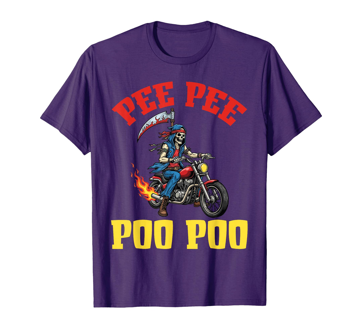 Pee Pee Poo Poo Skeleton Biker Riding Motorcycle Funny Humor T-Shirt