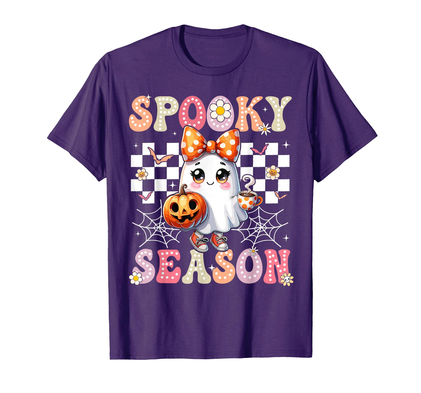 Spooky Season Retro Happy Halloween Ghost Women Toddler Girl T-Shirt