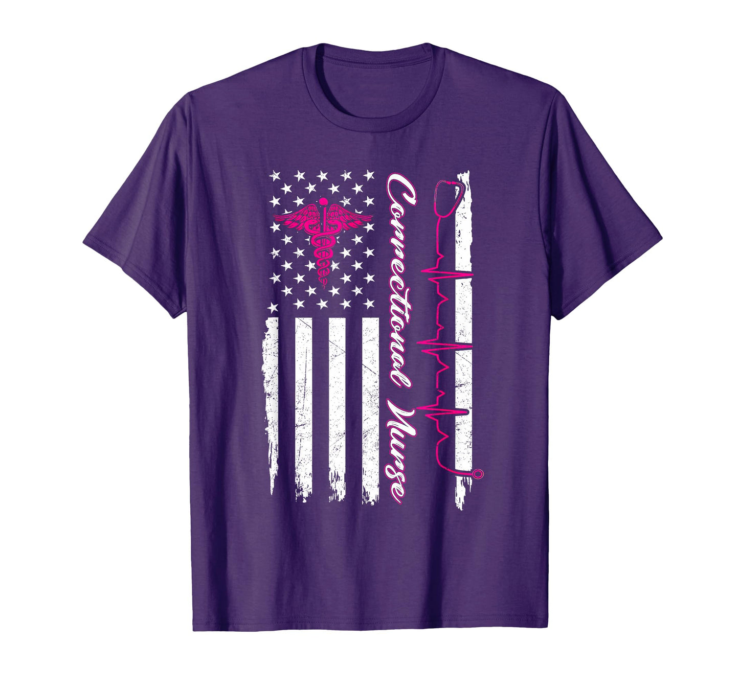 Correctional Nurse USA Flag Breast Cancer Nursing RN T-Shirt