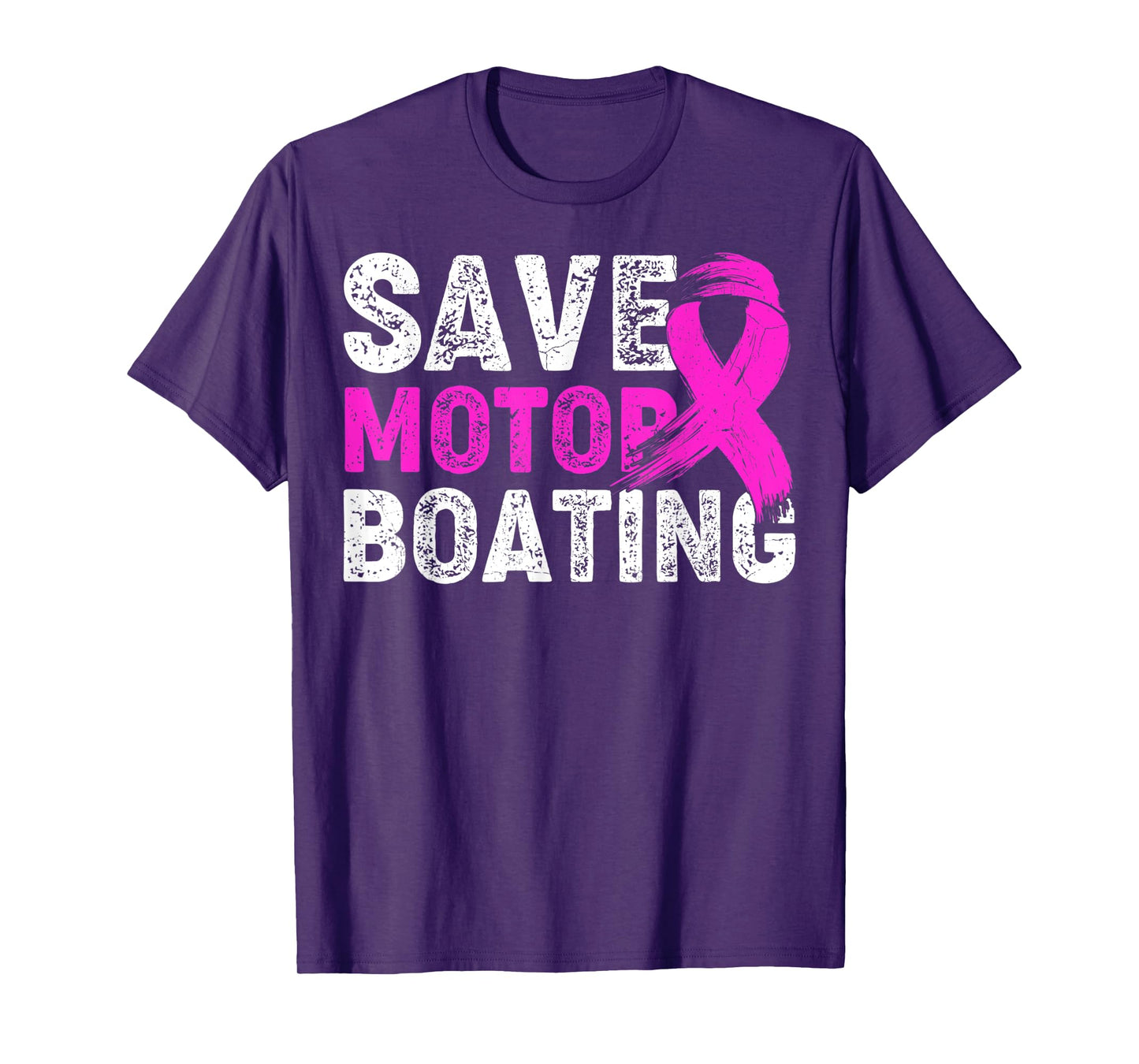 Save Motor Boating Pink Ribbon Breast Cancer Awareness T-Shirt