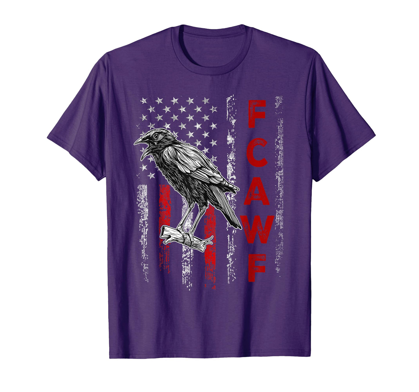 F-Caw-F Black Crow Black Bird Retro USA Flag Vintage F-Caw-F T-Shirt