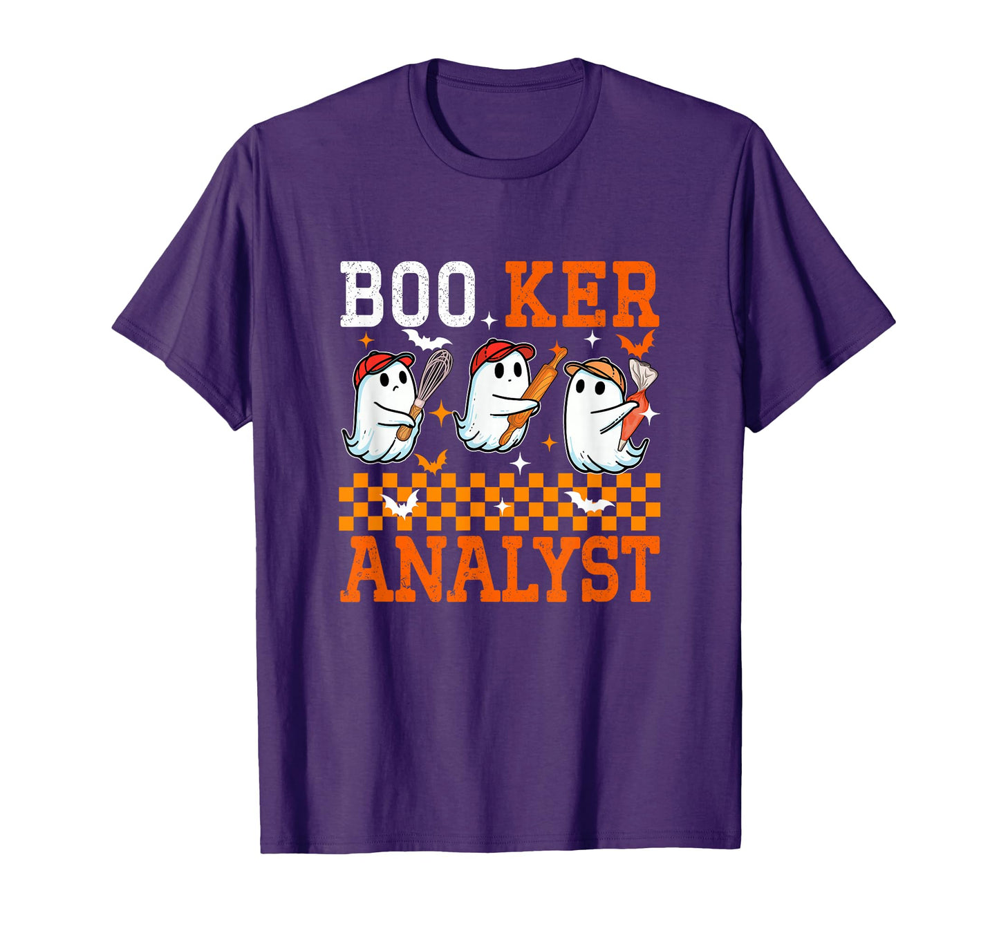 Boo Ker Analyst Halloween Baker Job Three Cute Boos Baking T-Shirt
