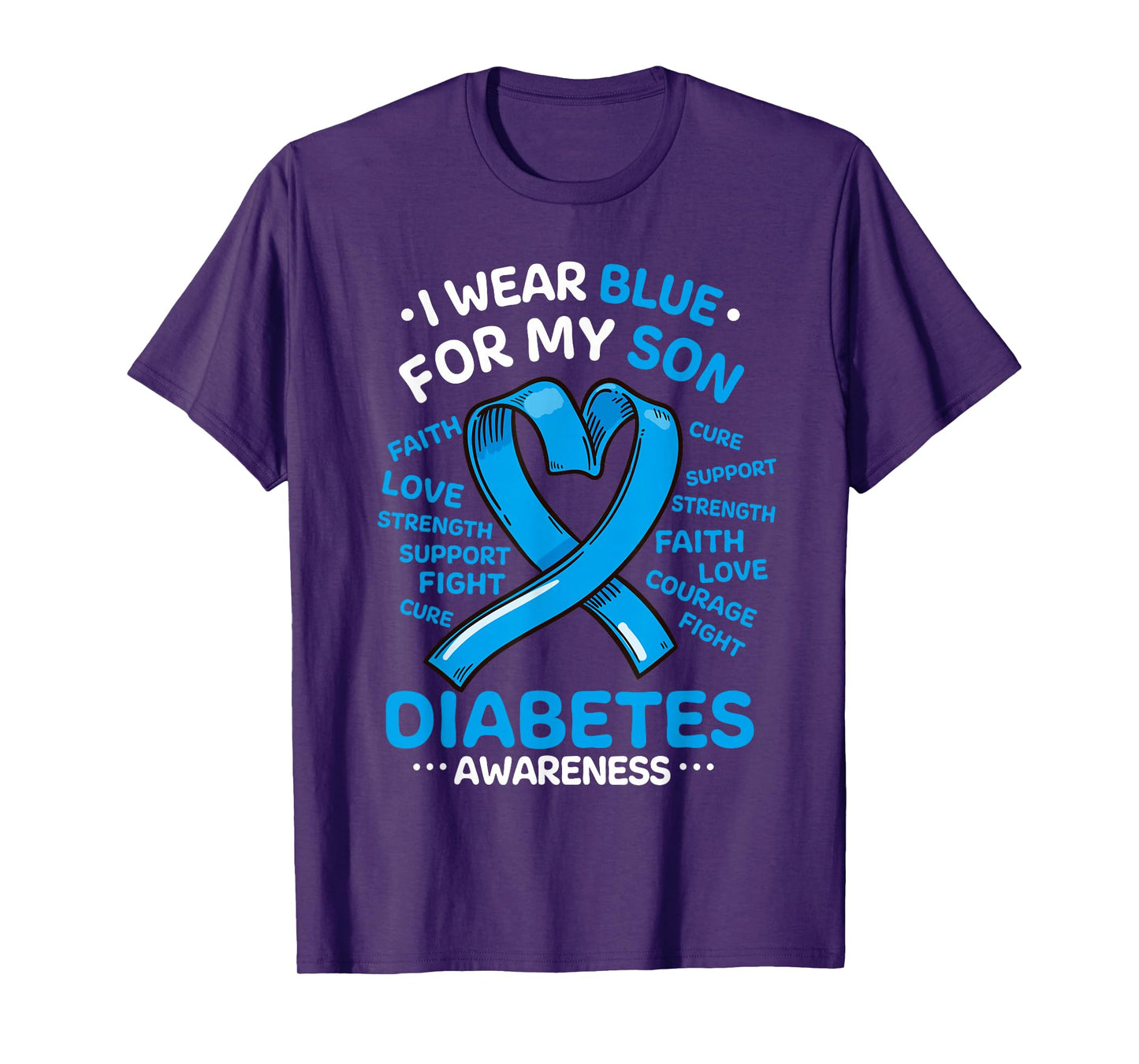I Wear Blue For My Son Diabetes Awareness Ribbon T-Shirt