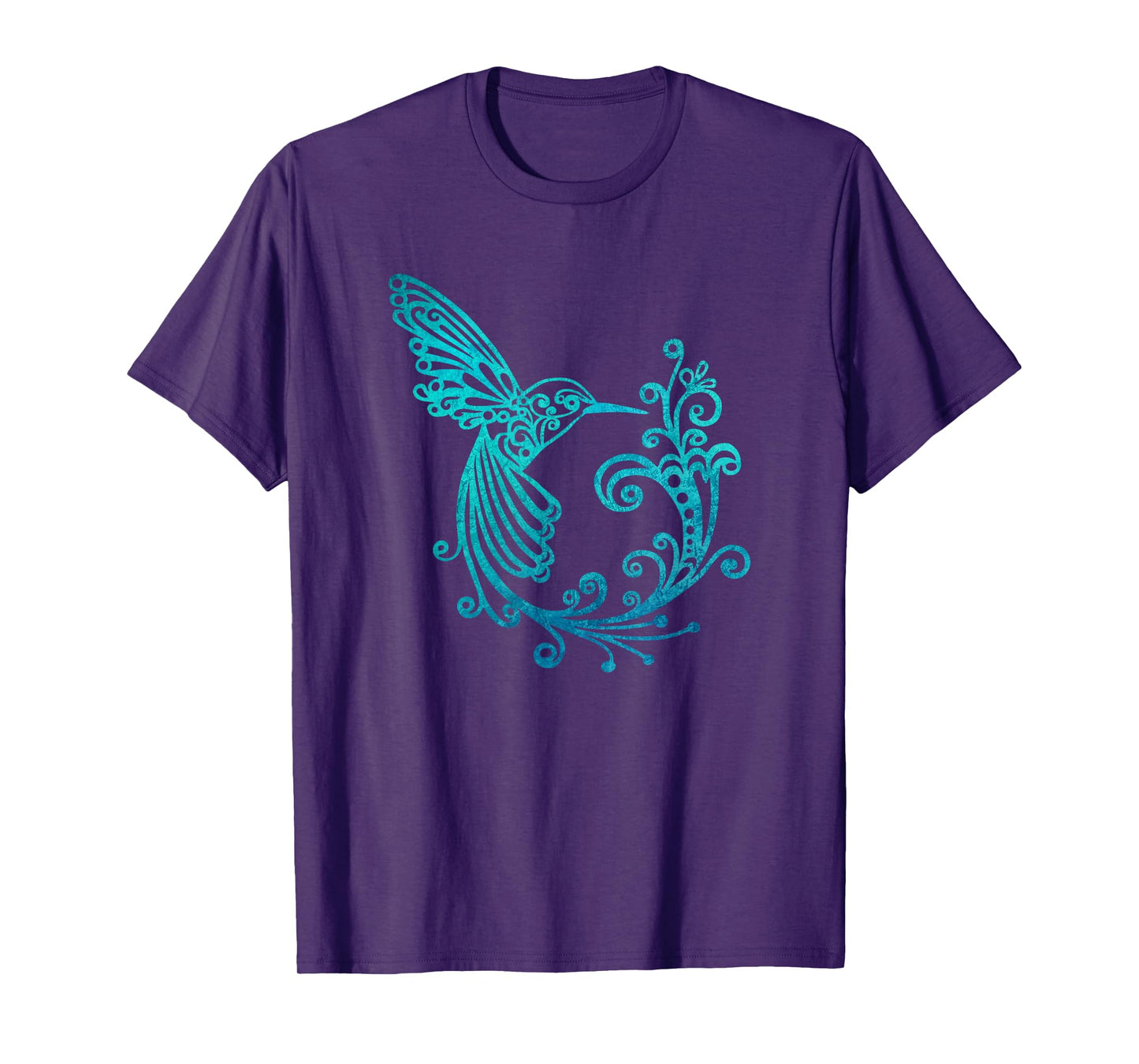 Blue Watercolor Stylized Hummingbird Bird Graphic T-Shirt