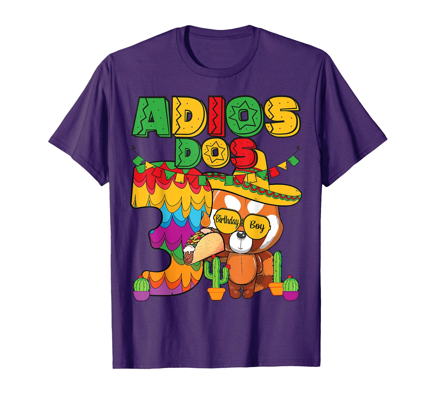 Adios Dos 3 Year Old Boys Birthday Mexican Fiesta Theme T-Shirt
