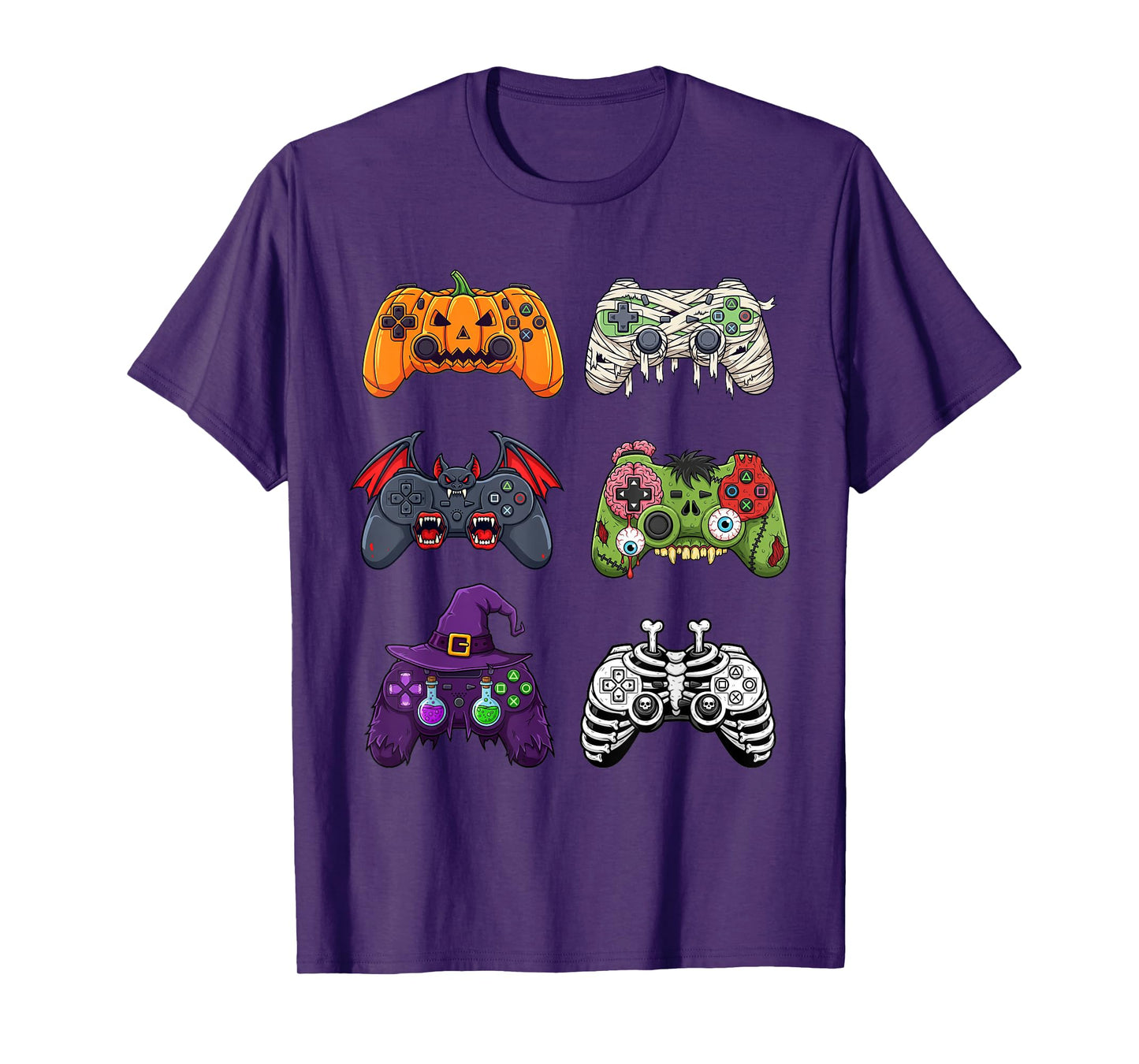 Halloween Skeleton Zombie Gaming Controllers Mummy Boys Kids T-Shirt