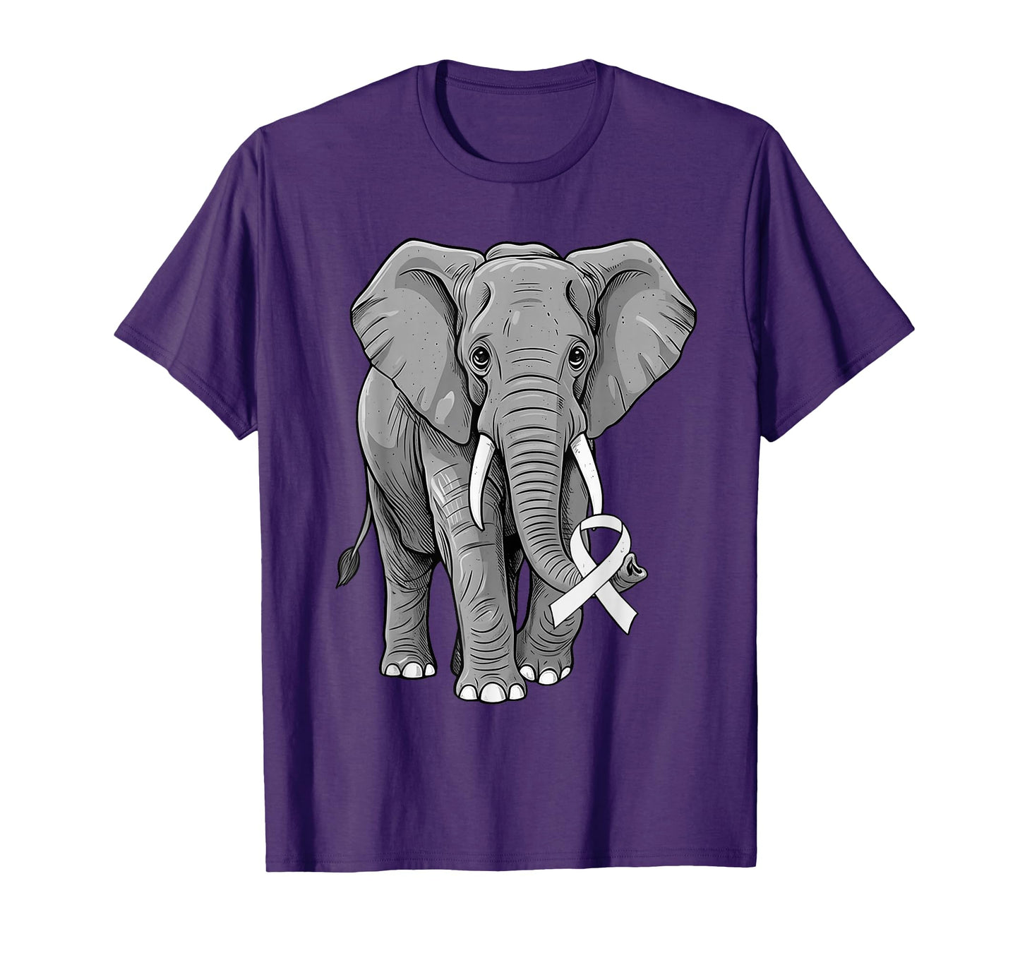 Lung Cancer Awareness Elephant White Ribbon Support T-Shirt