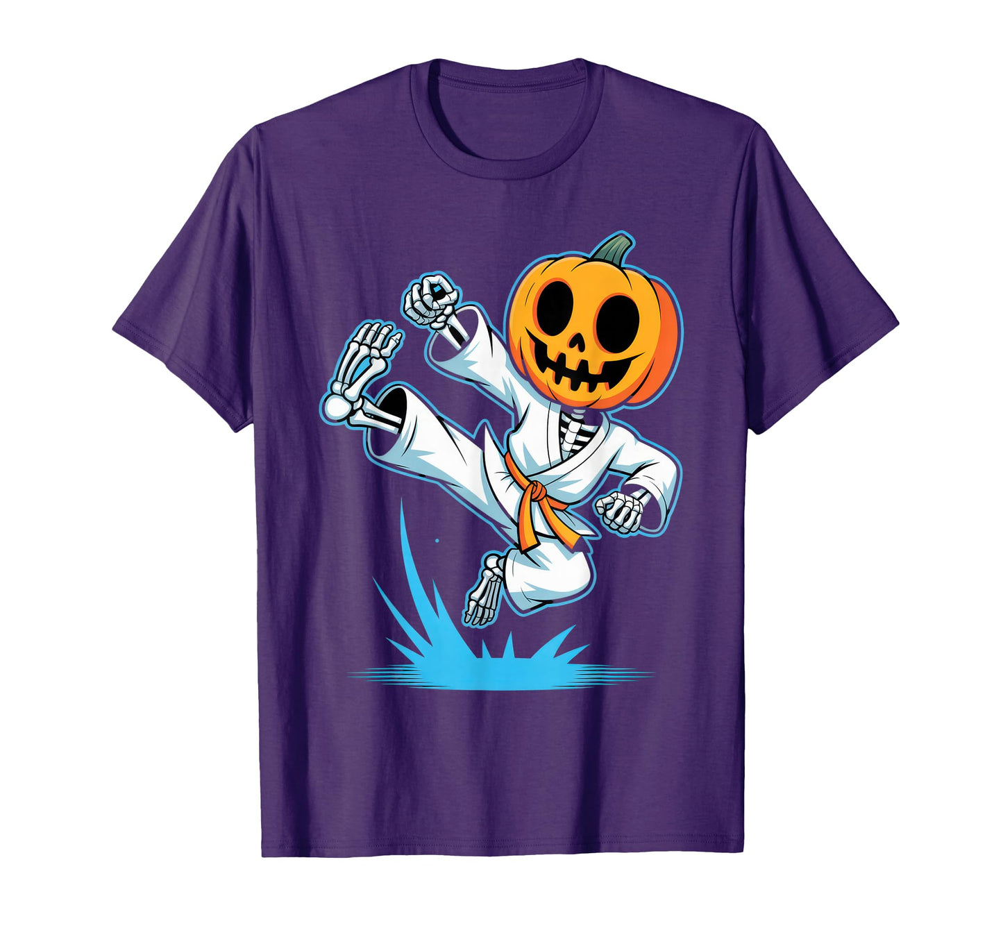 Karate Pumpkin Skeleton Kids Halloween Costume Fall Fun T-Shirt
