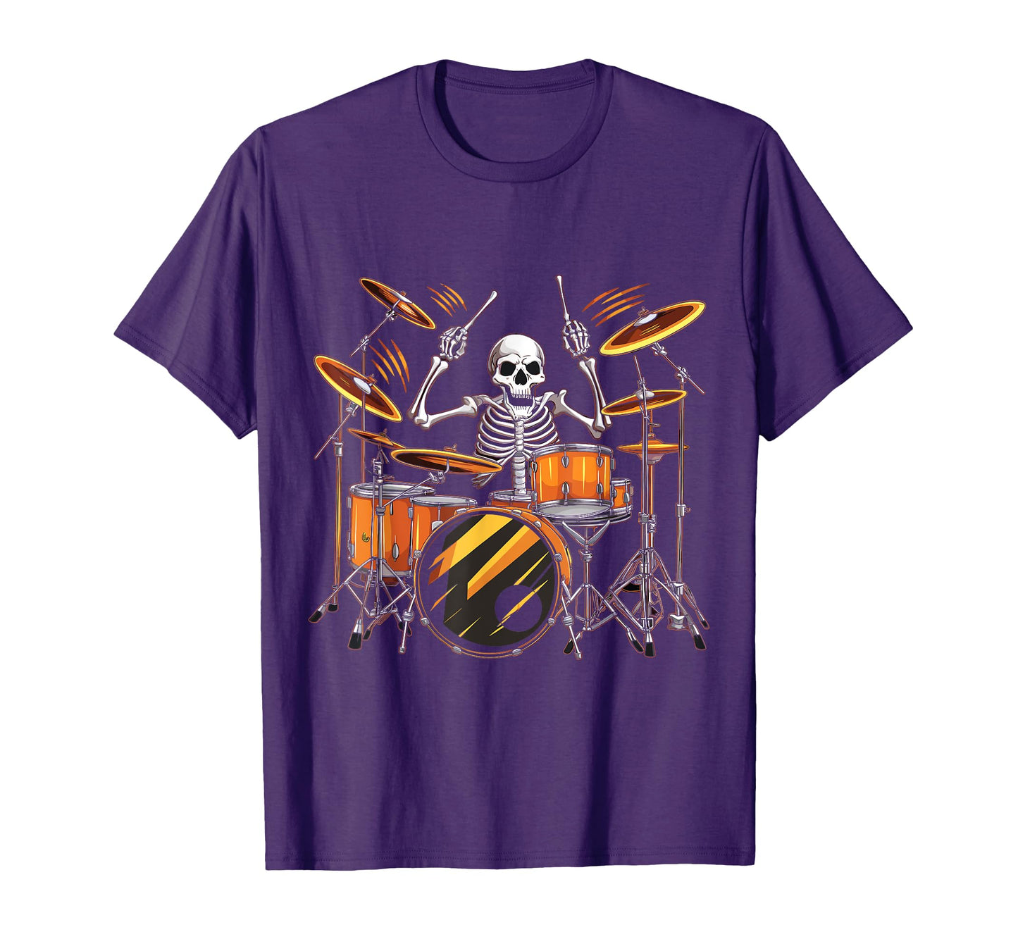 Drummer Skeleton Men Boys Drum Set Drummer Halloween Music T-Shirt