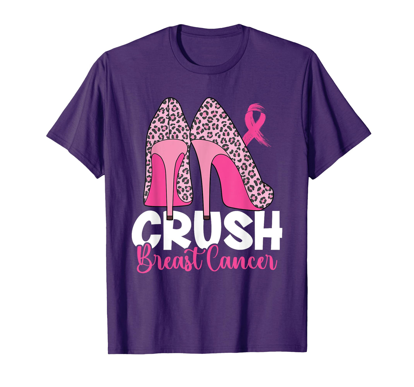 Crush Breast Cancer Awareness Bling Pink Ribbon Womens T-Shirt