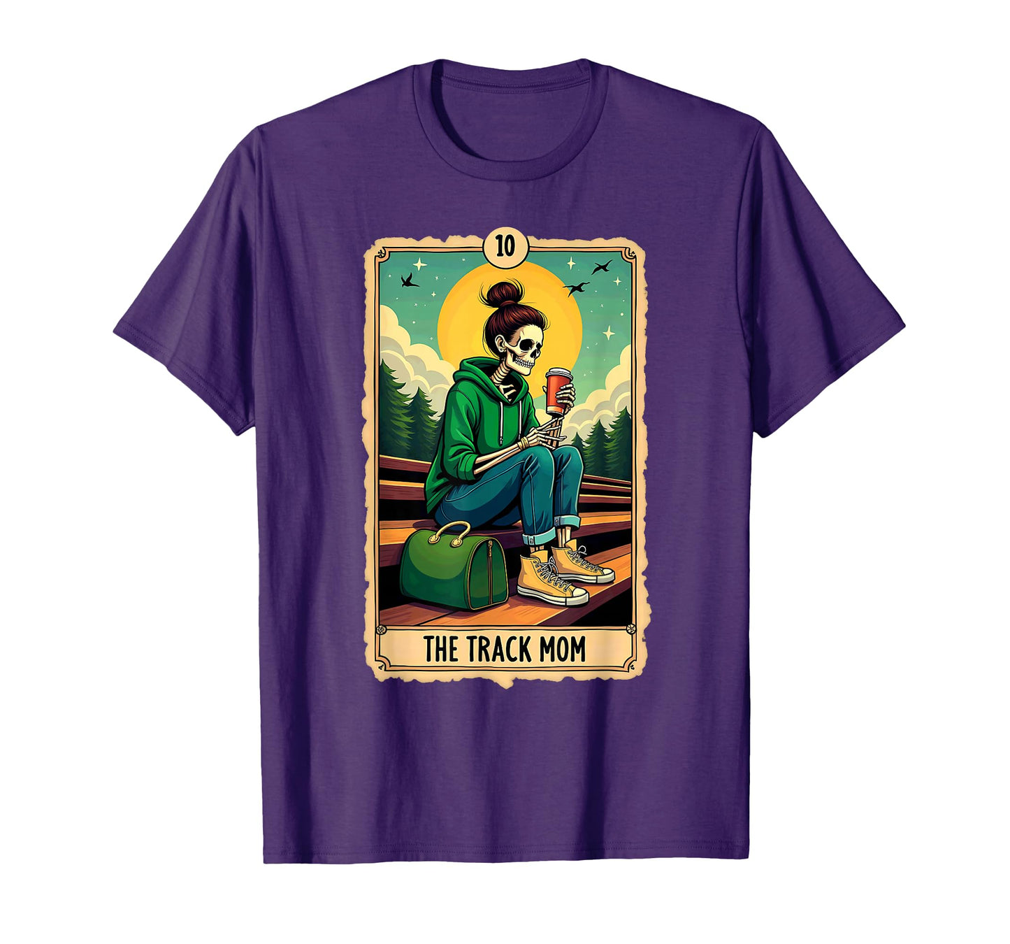 Gothic Tarot Card The Track Mom Skeleton Coffee Runner T-Shirt