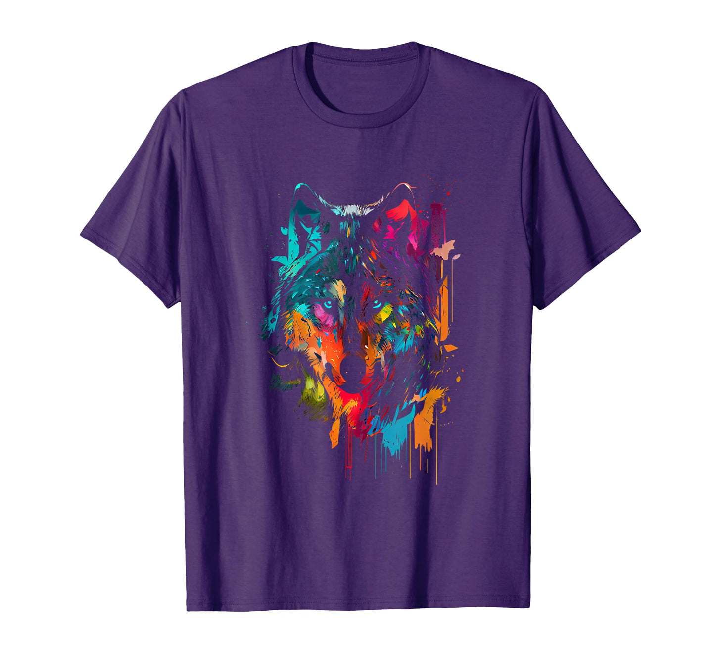 Wolf Color Colorful Hunter Forest Wolf Lover Big Wolf T-Shirt
