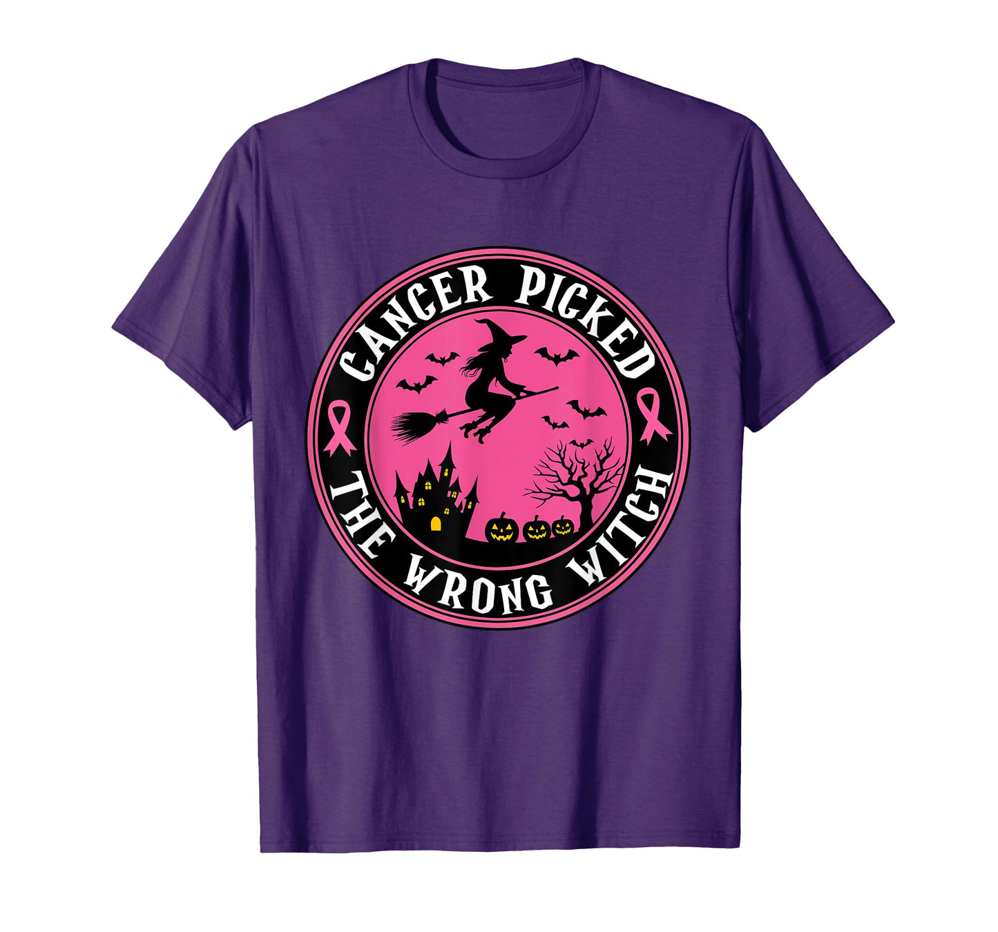Cancer Picked the Wrong Witch Halloween Breast Cancer T-Shirt