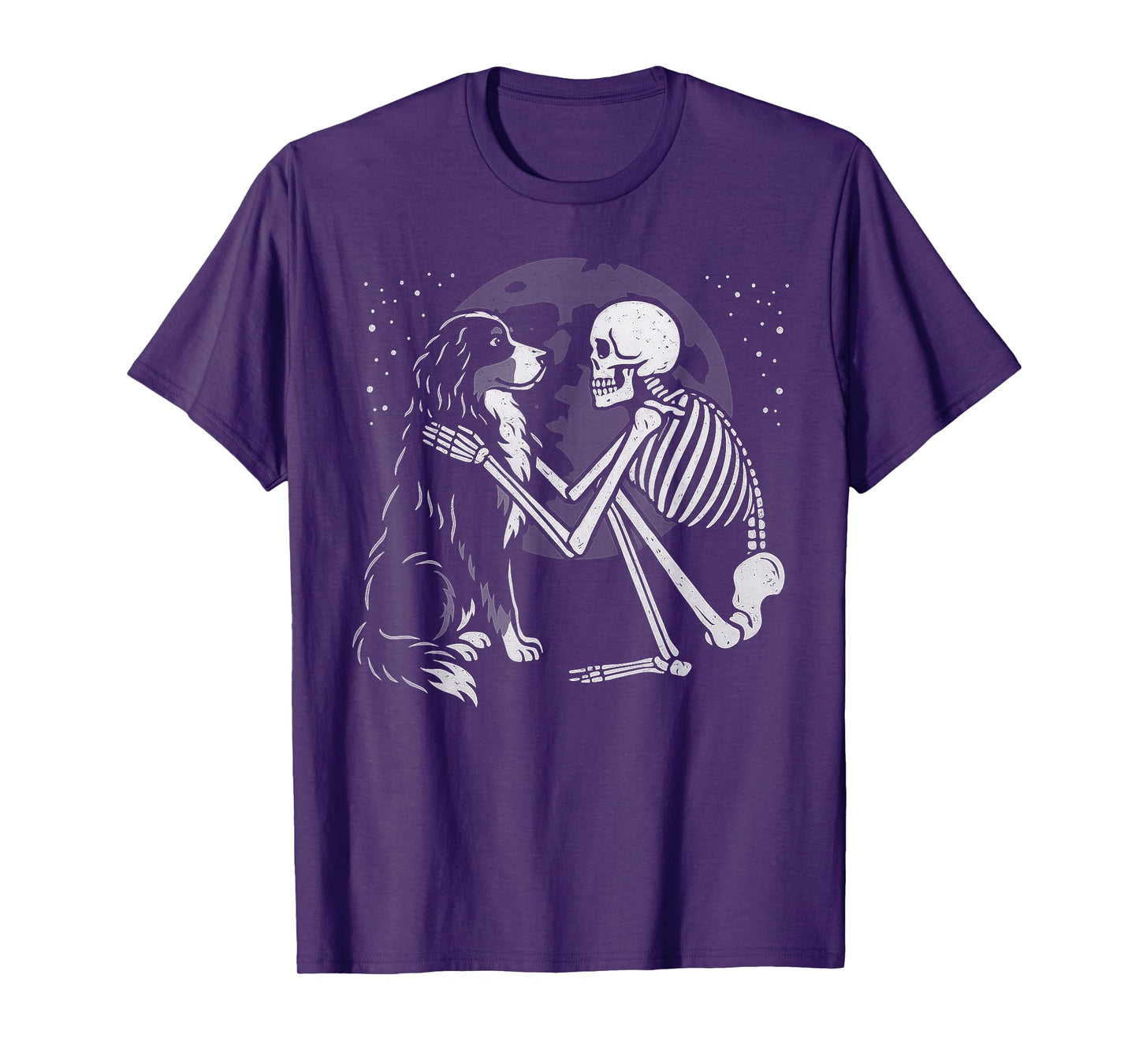 Bernese Mountain Dog Skeleton Moon Halloween Dog Lover T-Shirt