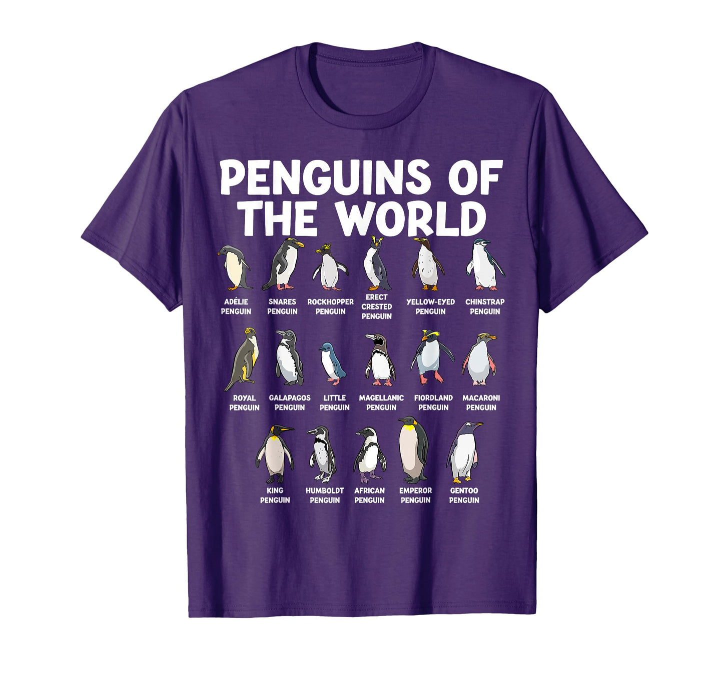 Penguins Of The World Kawaii Types Of Penguins Sea Animal T-Shirt