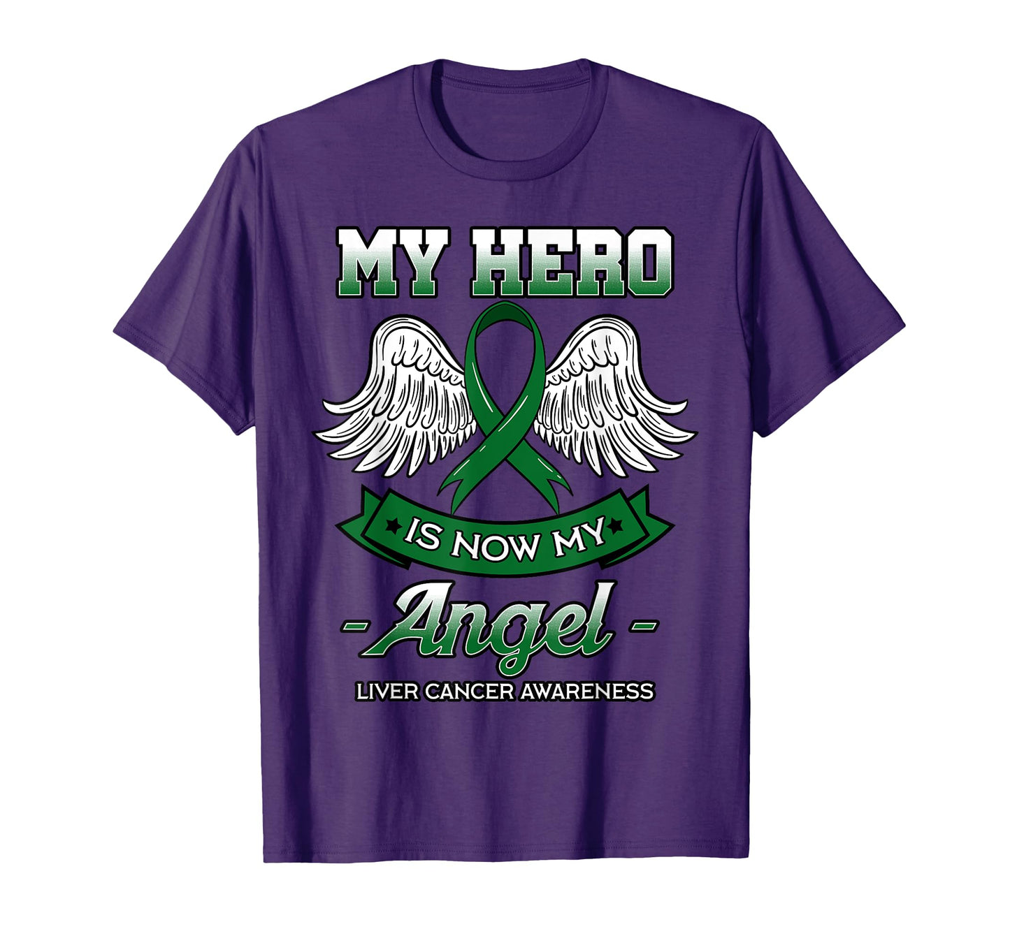 My Hero Is Now My Angel Liver Cancer Jaundice Clouds Green T-Shirt