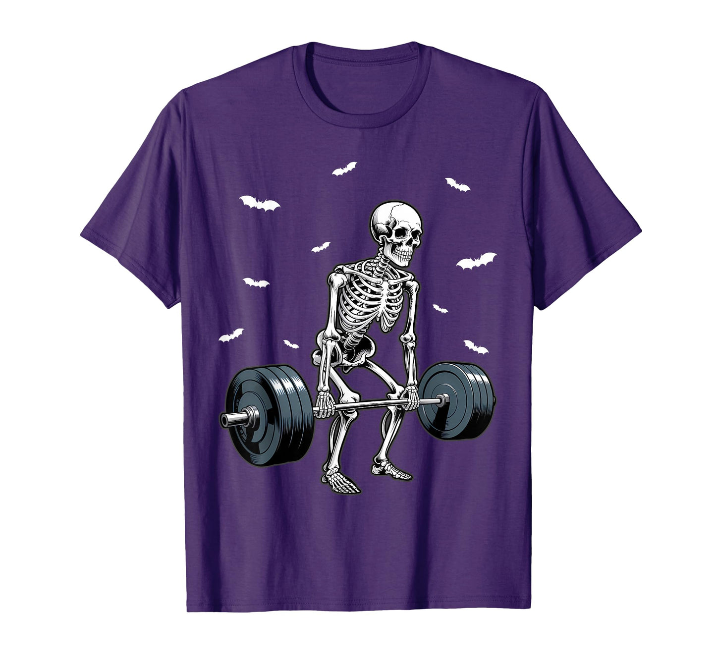 Halloween Skeleton Deadlift Funny Fitness Weightlifting Gym T-Shirt