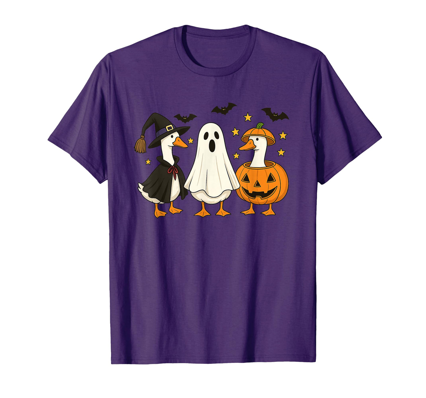 Spooky Halloween Goose Ghost Pumpkin Witch Skeleton 2025 T-Shirt