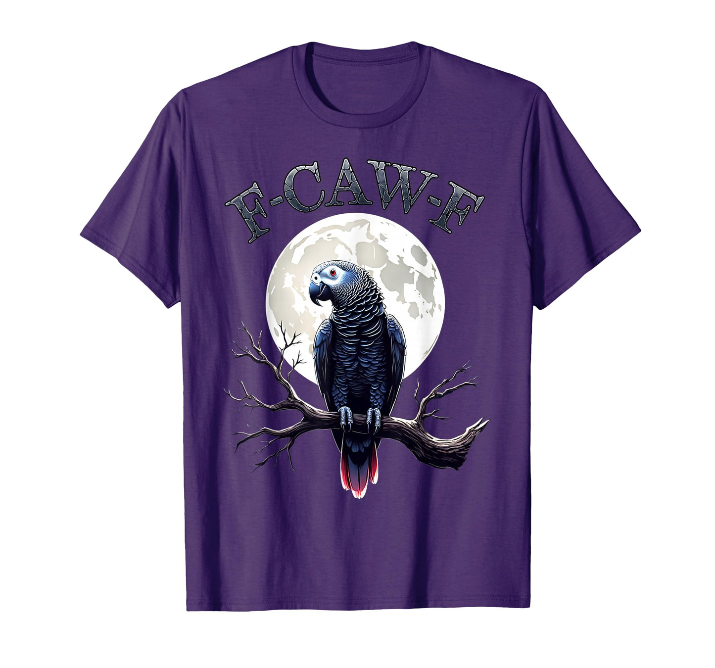 F-Caw-F Funny Grey Parrot Bird Moon Gothic Adult Humor Fun T-Shirt